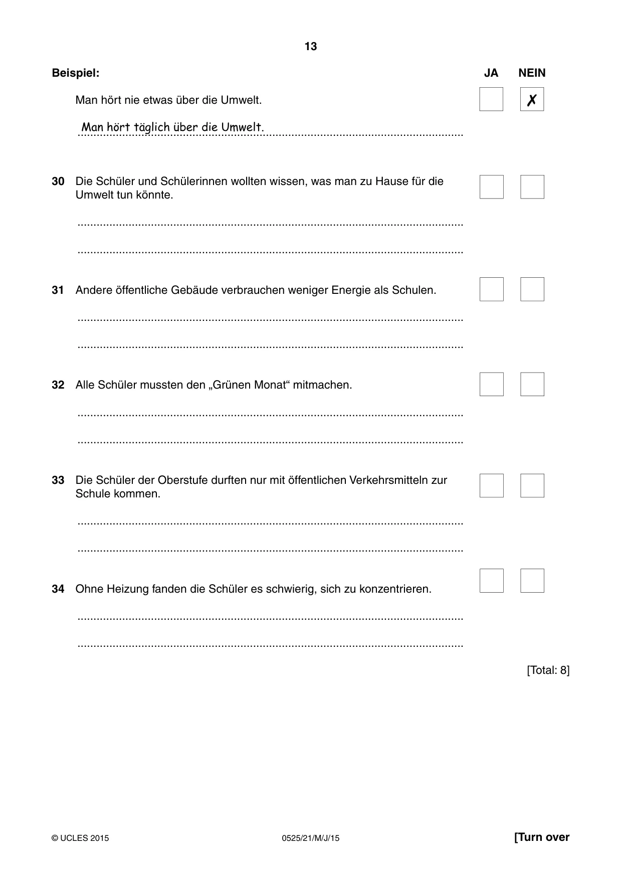 Cambridge IGCSE German - Foreign Language 0525 2015 May/June Paper 2 · Variant 1 question paper, page 13 of 16