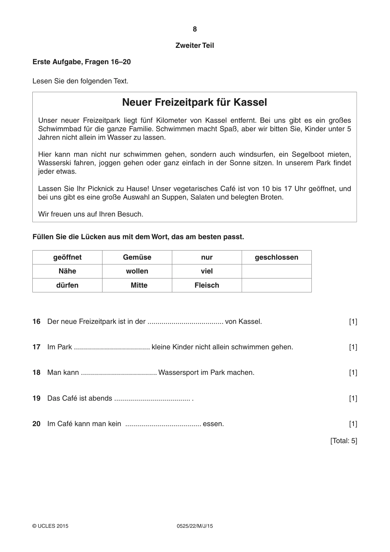 Cambridge IGCSE German - Foreign Language 0525 2015 May/June Paper 2 · Variant 2 question paper, page 8 of 16
