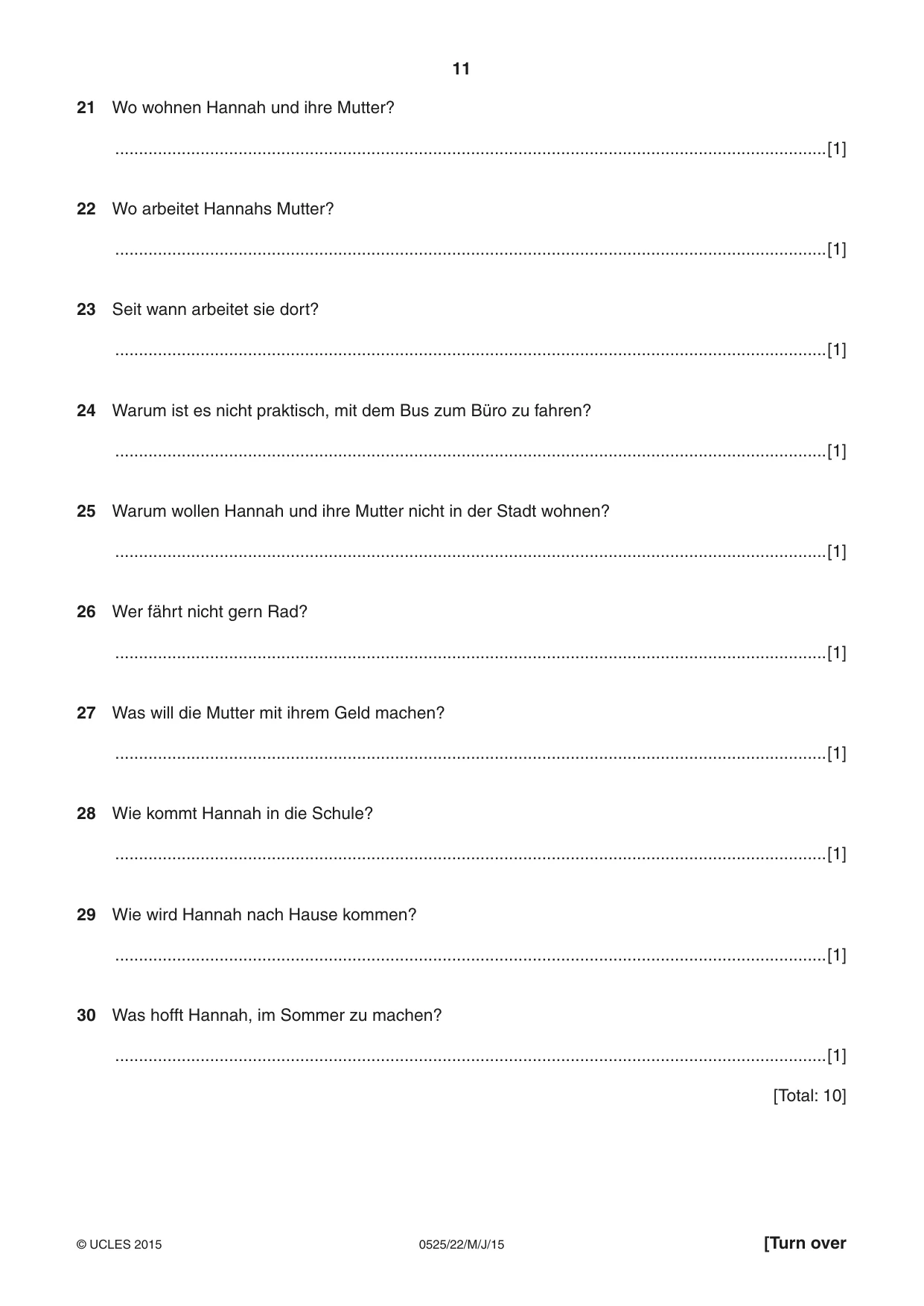 Cambridge IGCSE German - Foreign Language 0525 2015 May/June Paper 2 · Variant 2 question paper, page 11 of 16