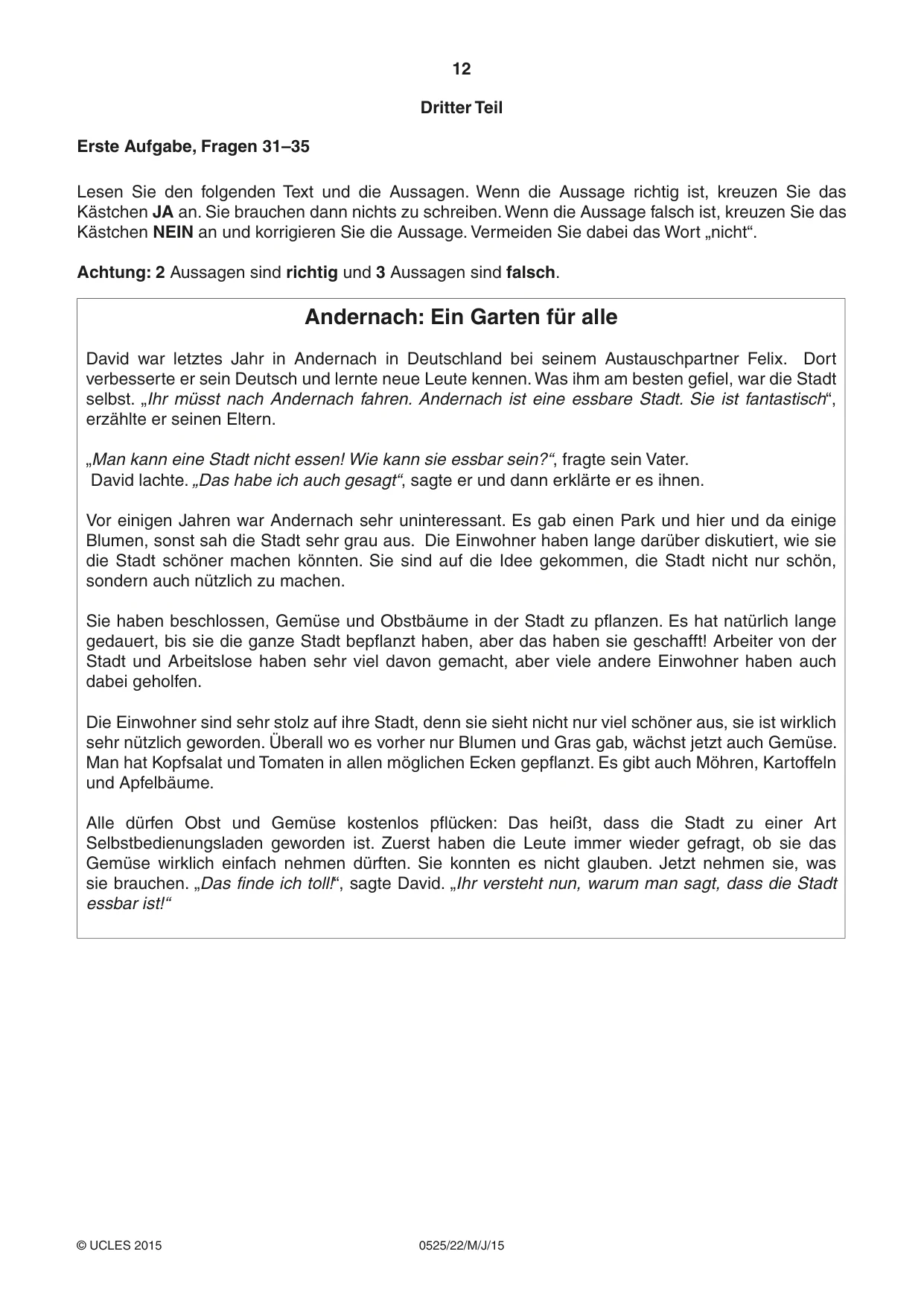 Cambridge IGCSE German - Foreign Language 0525 2015 May/June Paper 2 · Variant 2 question paper, page 12 of 16