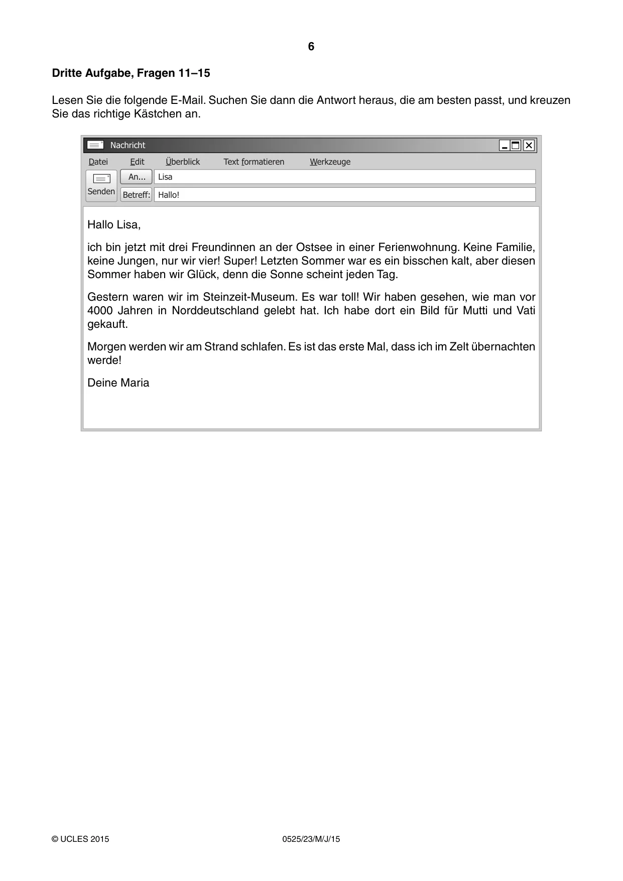 Cambridge IGCSE German - Foreign Language 0525 2015 May/June Paper 2 · Variant 3 question paper, page 6 of 16
