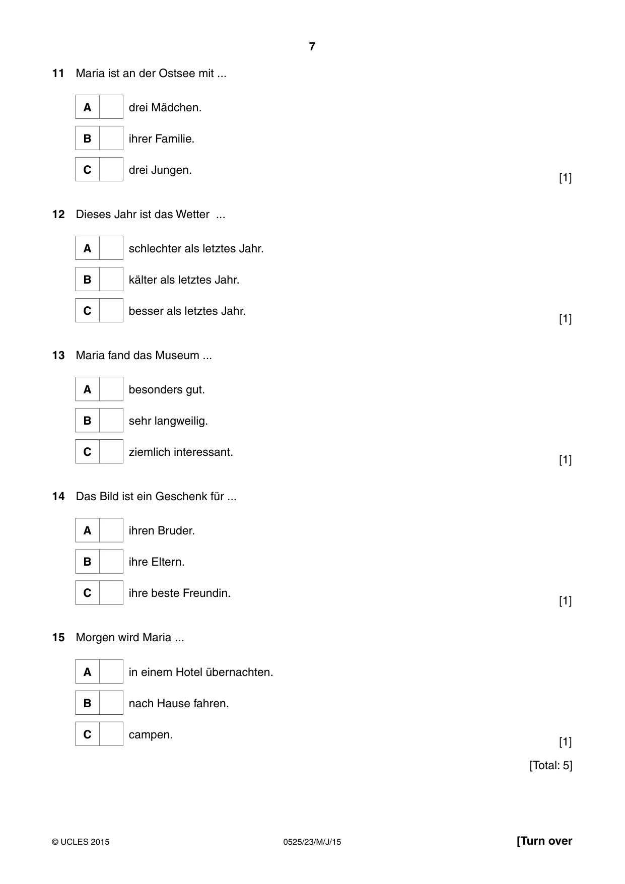 Cambridge IGCSE German - Foreign Language 0525 2015 May/June Paper 2 · Variant 3 question paper, page 7 of 16