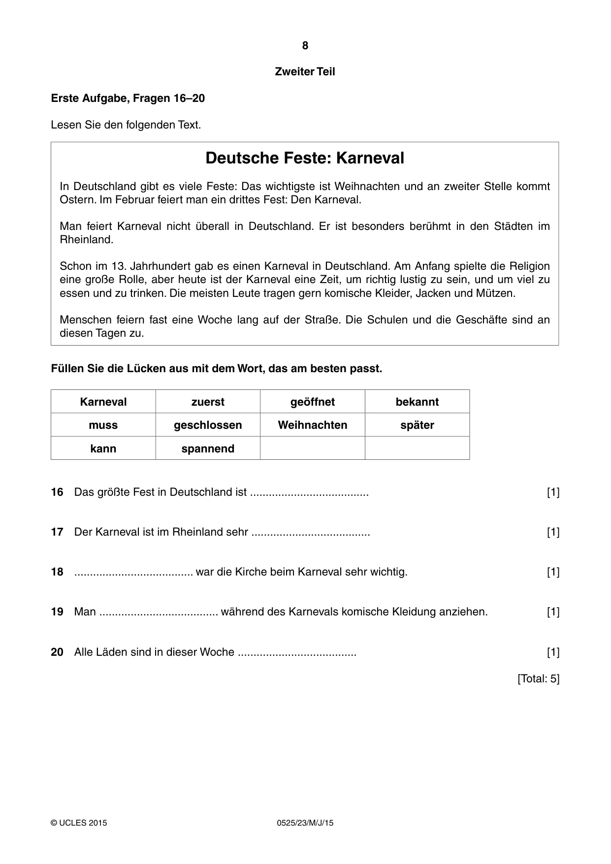 Cambridge IGCSE German - Foreign Language 0525 2015 May/June Paper 2 · Variant 3 question paper, page 8 of 16