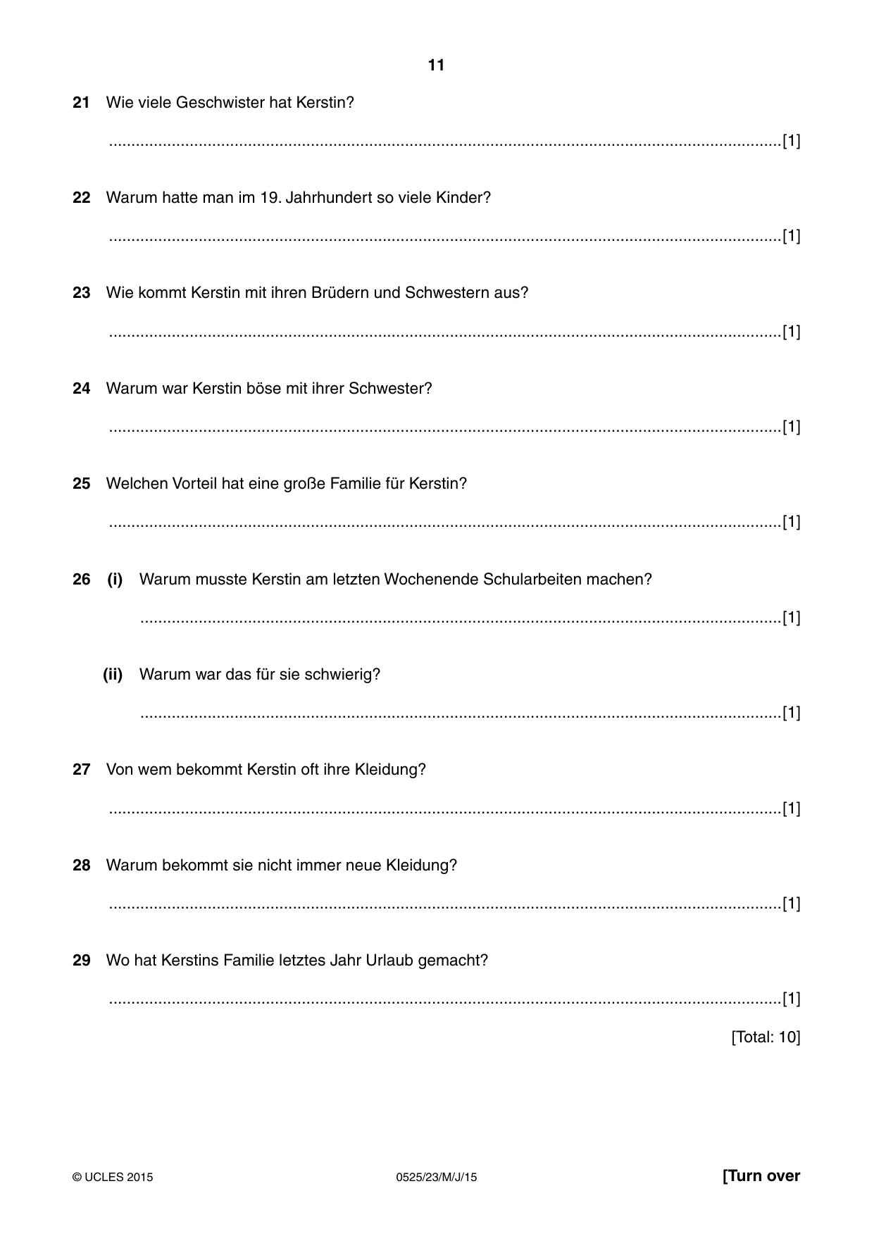 Cambridge IGCSE German - Foreign Language 0525 2015 May/June Paper 2 · Variant 3 question paper, page 11 of 16