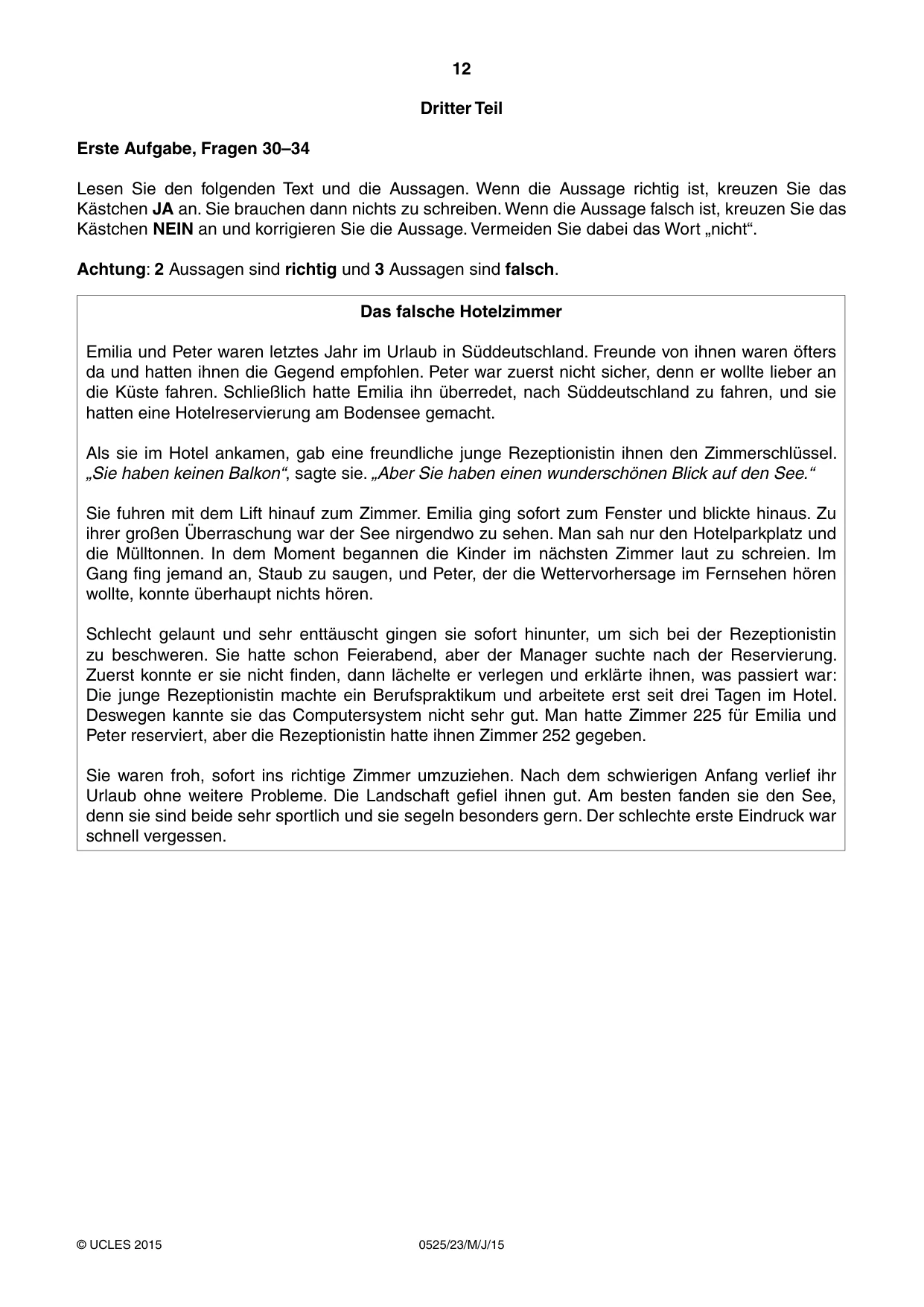 Cambridge IGCSE German - Foreign Language 0525 2015 May/June Paper 2 · Variant 3 question paper, page 12 of 16