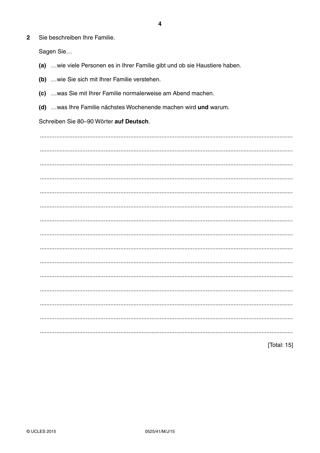 Cambridge IGCSE German - Foreign Language 0525 2015 May/June Paper 4 · Variant 1 question paper, page 4 of 8