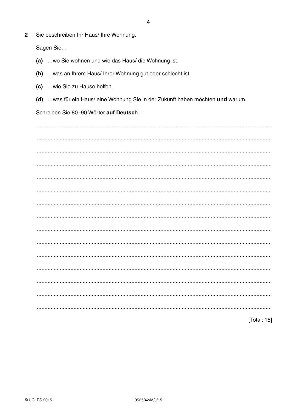 Cambridge IGCSE German - Foreign Language 0525 2015 May/June Paper 4 · Variant 2 question paper, page 4 of 8
