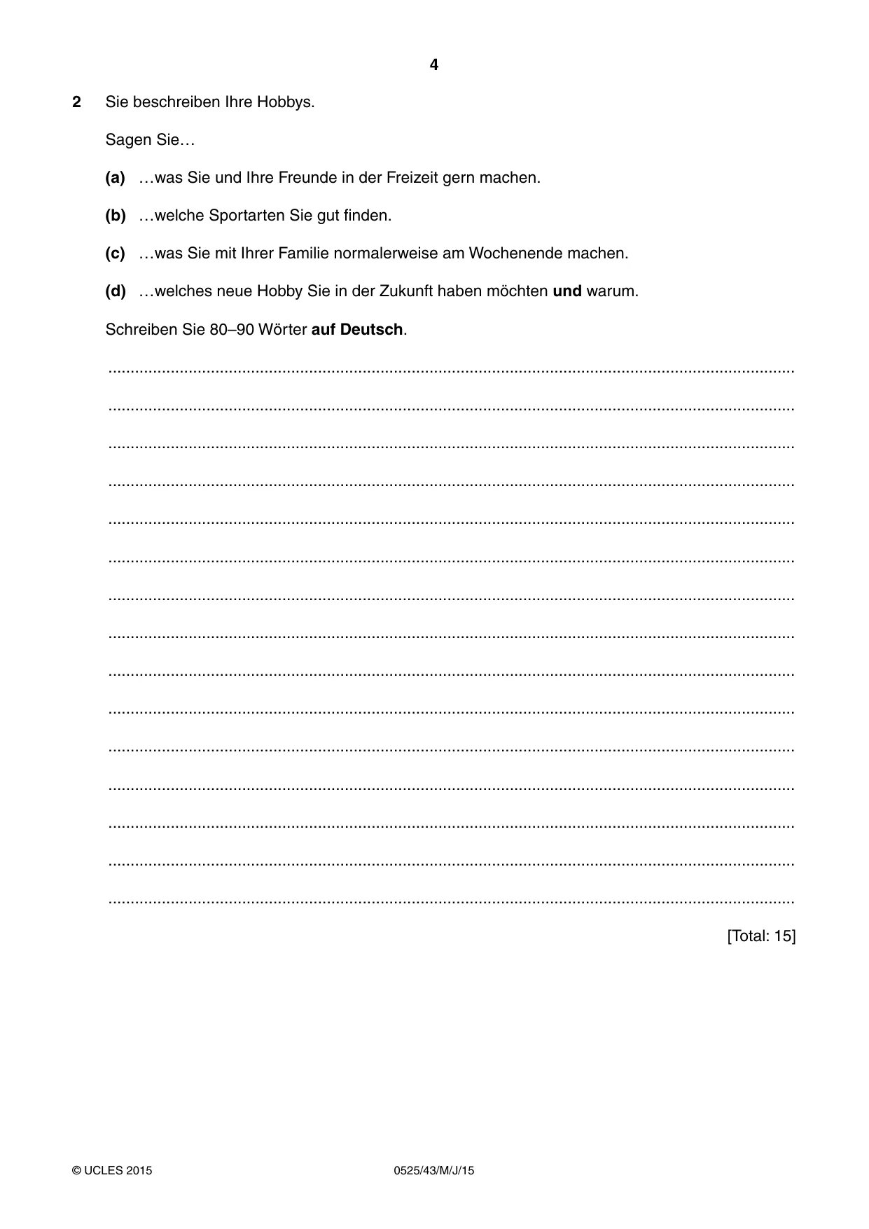 Cambridge IGCSE German - Foreign Language 0525 2015 May/June Paper 4 · Variant 3 question paper, page 4 of 8