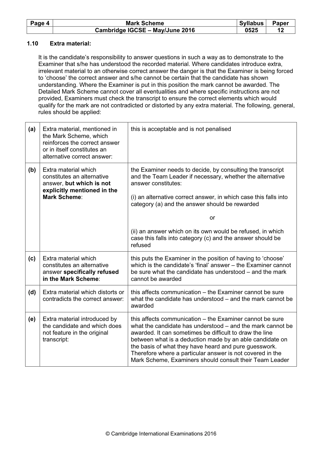 Mark scheme, page 4 of 9