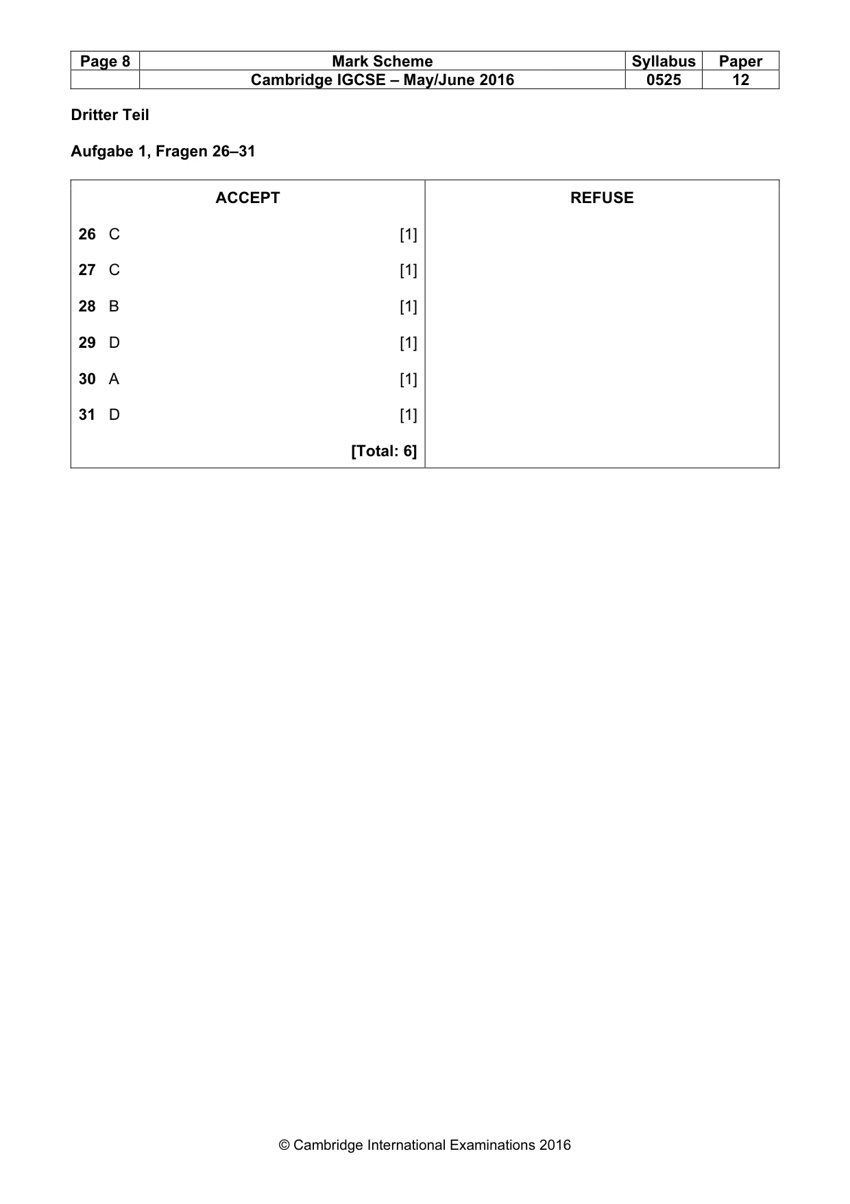 Mark scheme, page 8 of 9