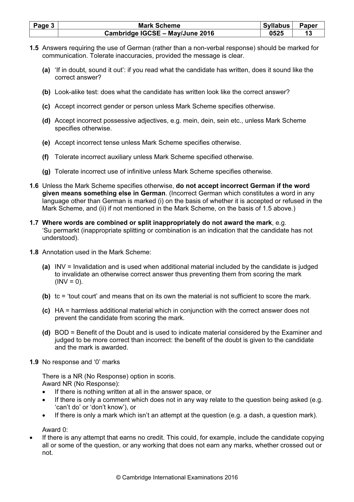 Mark scheme, page 3 of 9
