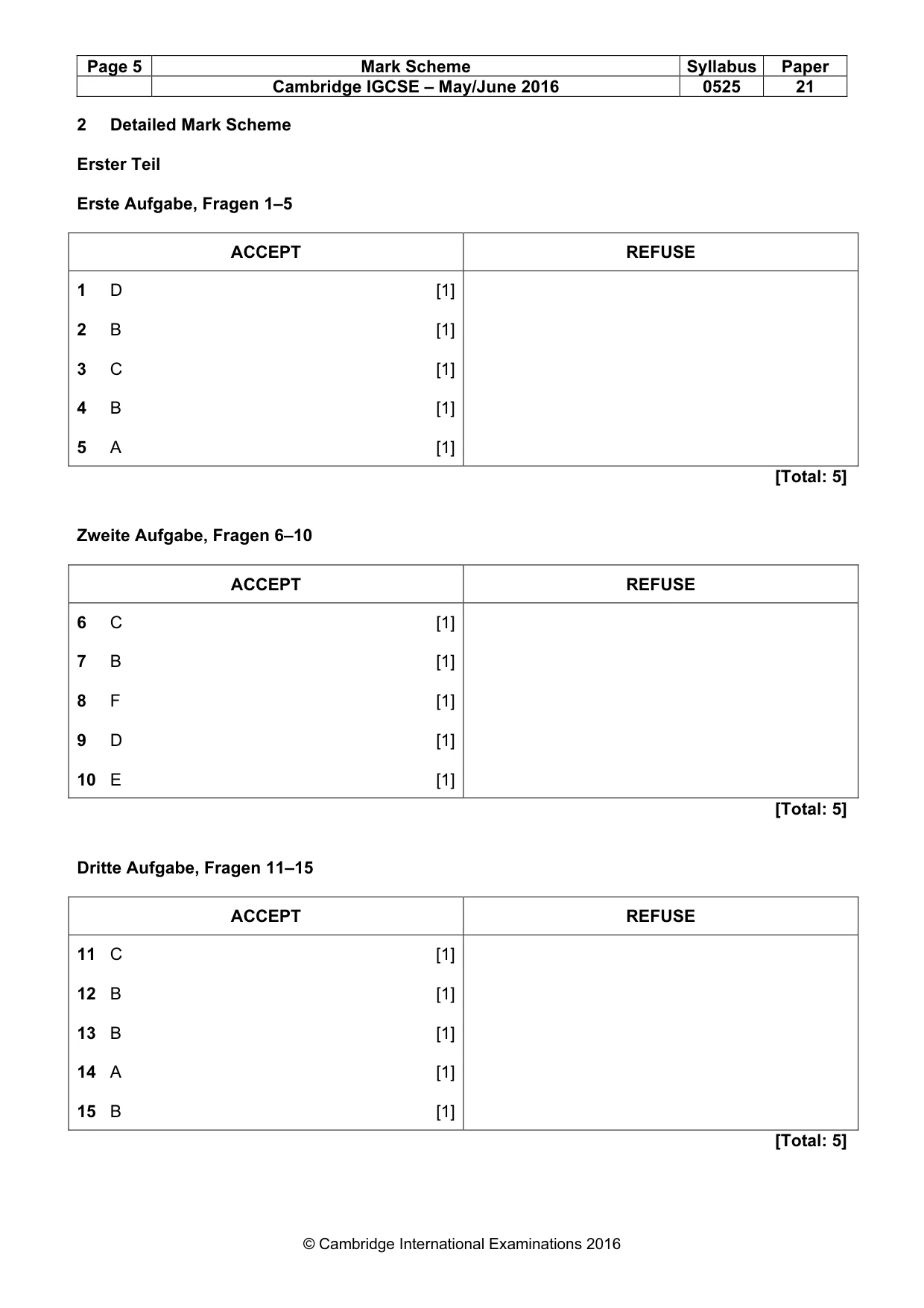 Mark scheme, page 5 of 10