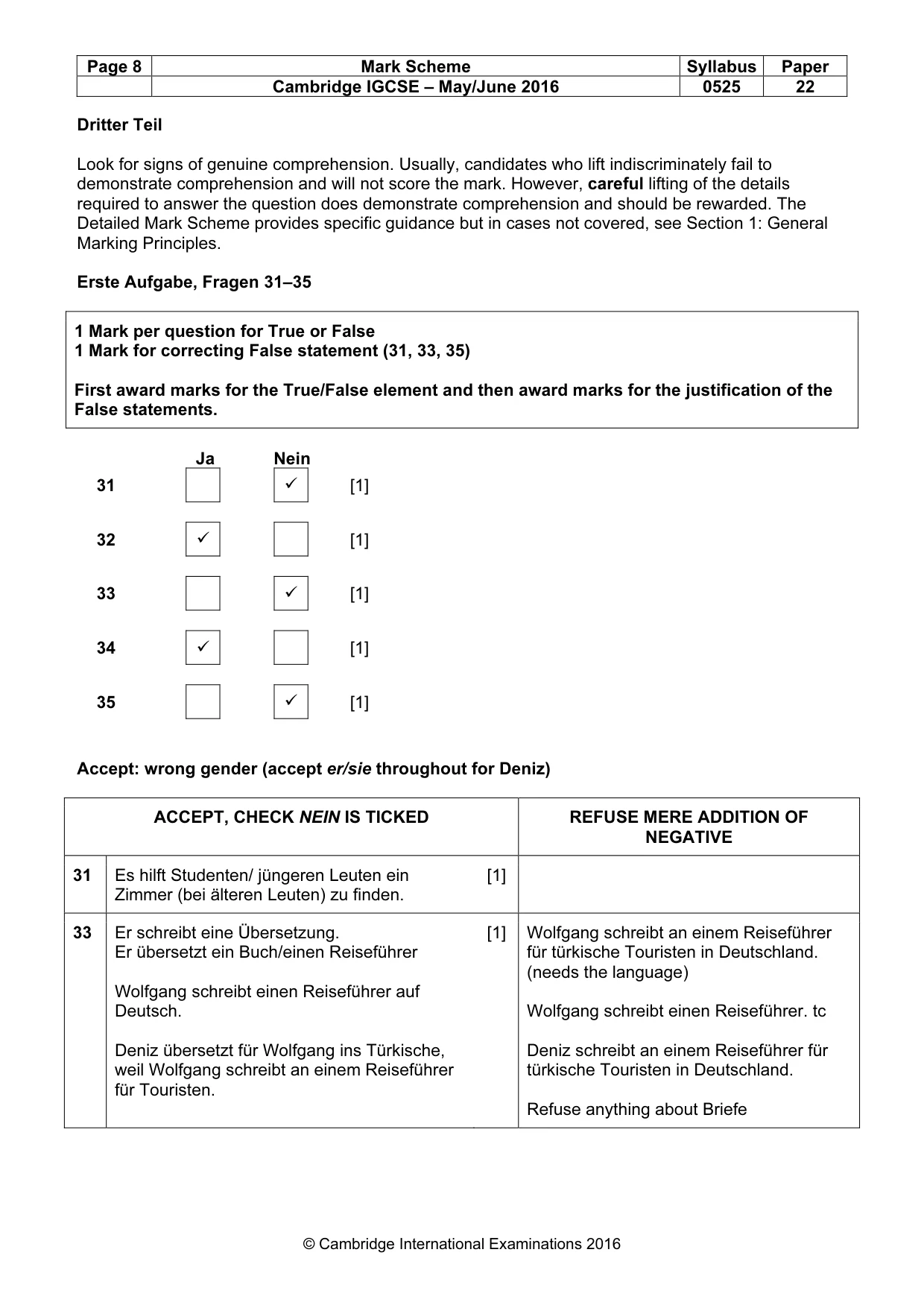 Mark scheme, page 8 of 10