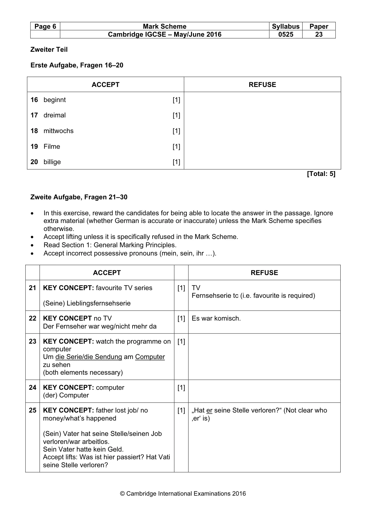Mark scheme, page 6 of 10
