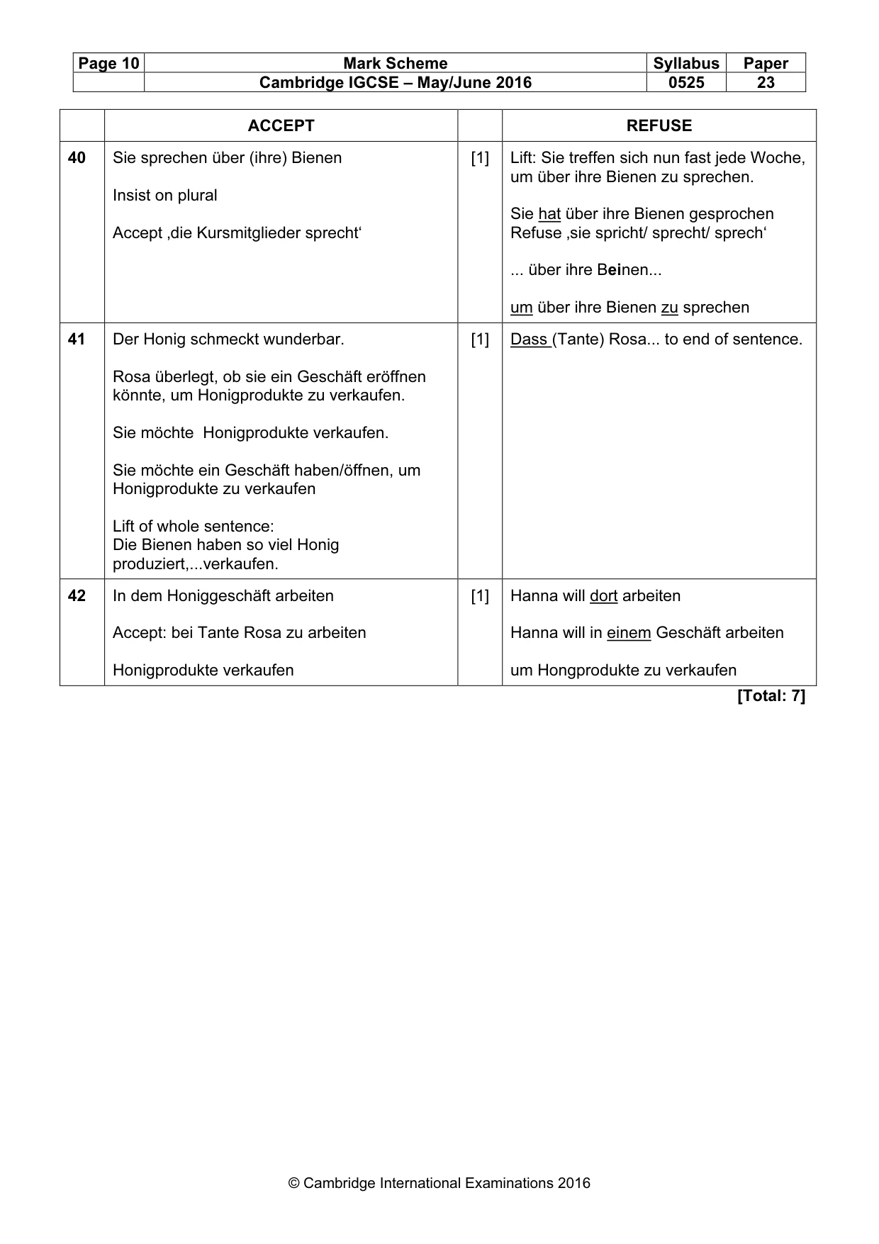 Mark scheme, page 10 of 10