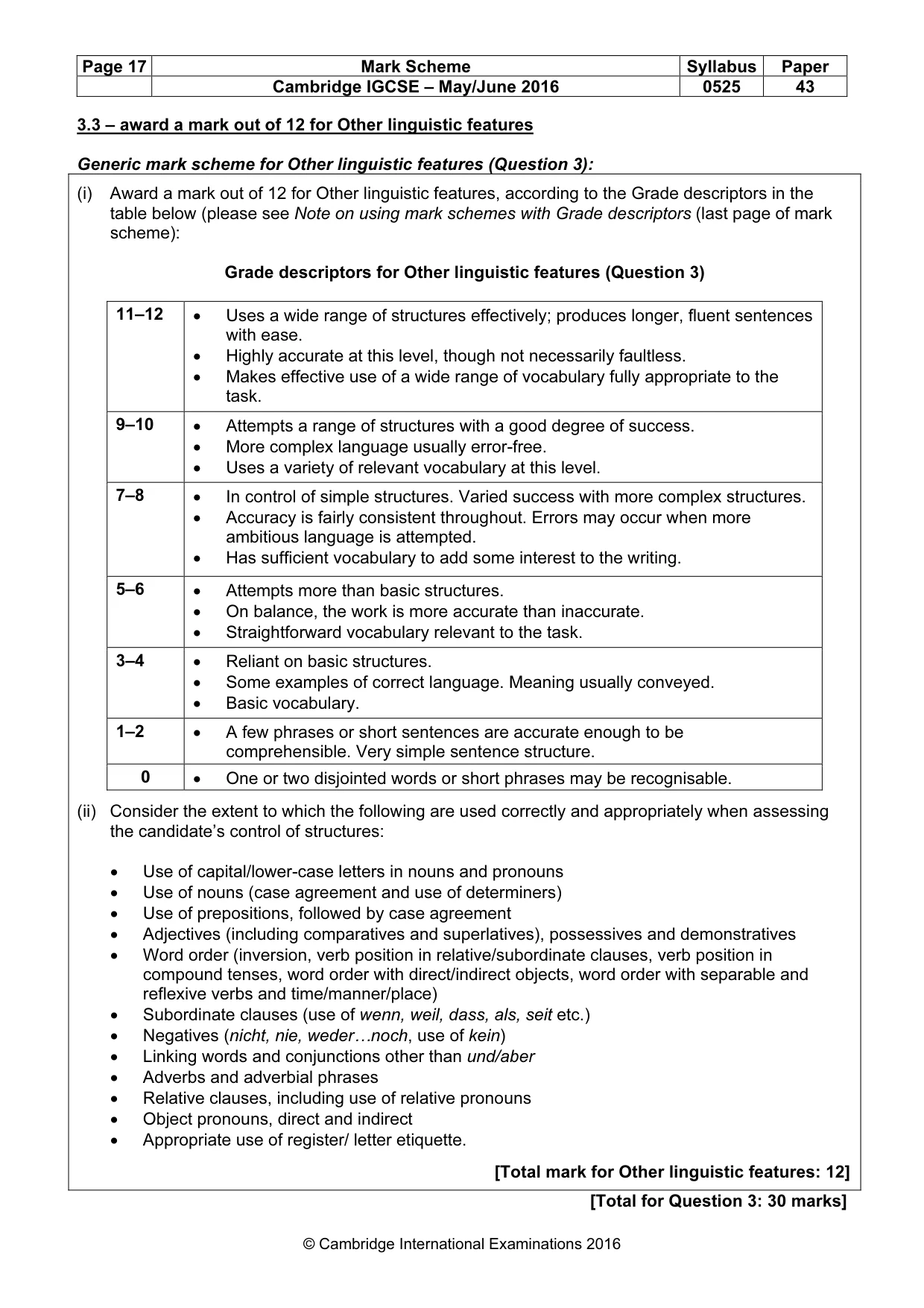 Mark scheme, page 17 of 18