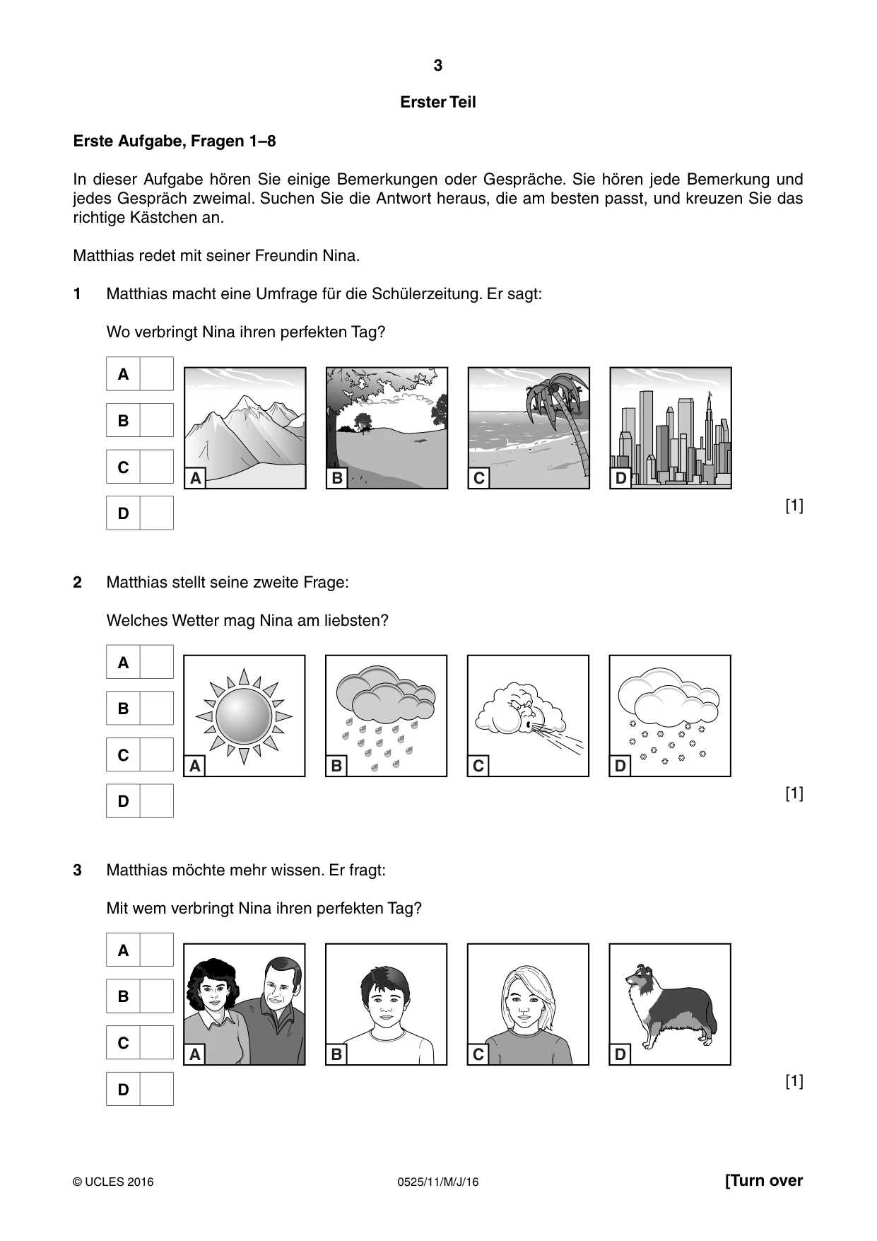Cambridge IGCSE German - Foreign Language 0525 2016 May/June Paper 1 · Variant 1 question paper, page 3 of 16