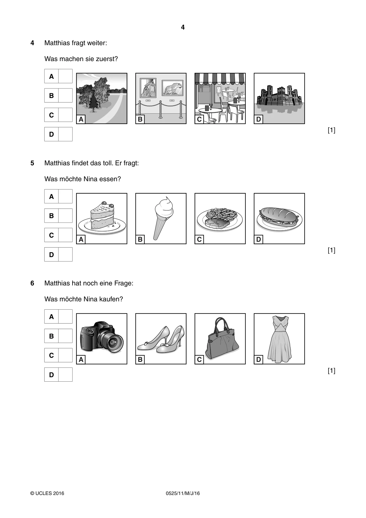 Cambridge IGCSE German - Foreign Language 0525 2016 May/June Paper 1 · Variant 1 question paper, page 4 of 16