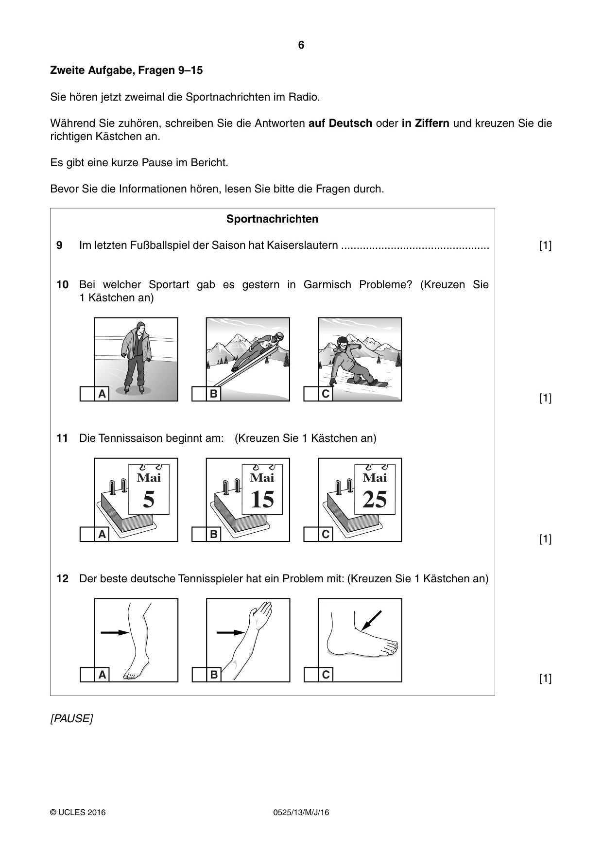 Cambridge IGCSE German - Foreign Language 0525 2016 May/June Paper 1 · Variant 3 question paper, page 6 of 16