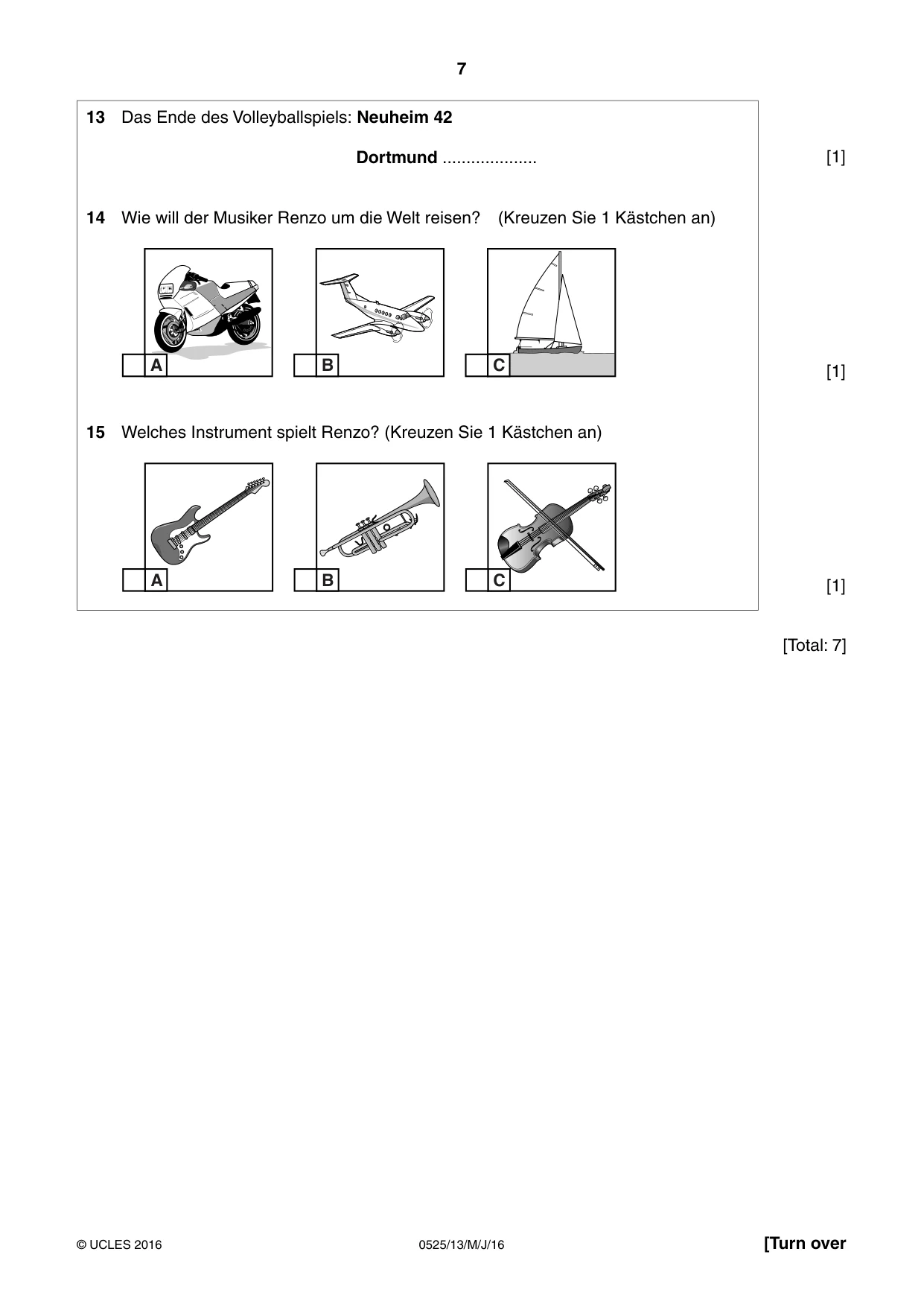 Cambridge IGCSE German - Foreign Language 0525 2016 May/June Paper 1 · Variant 3 question paper, page 7 of 16