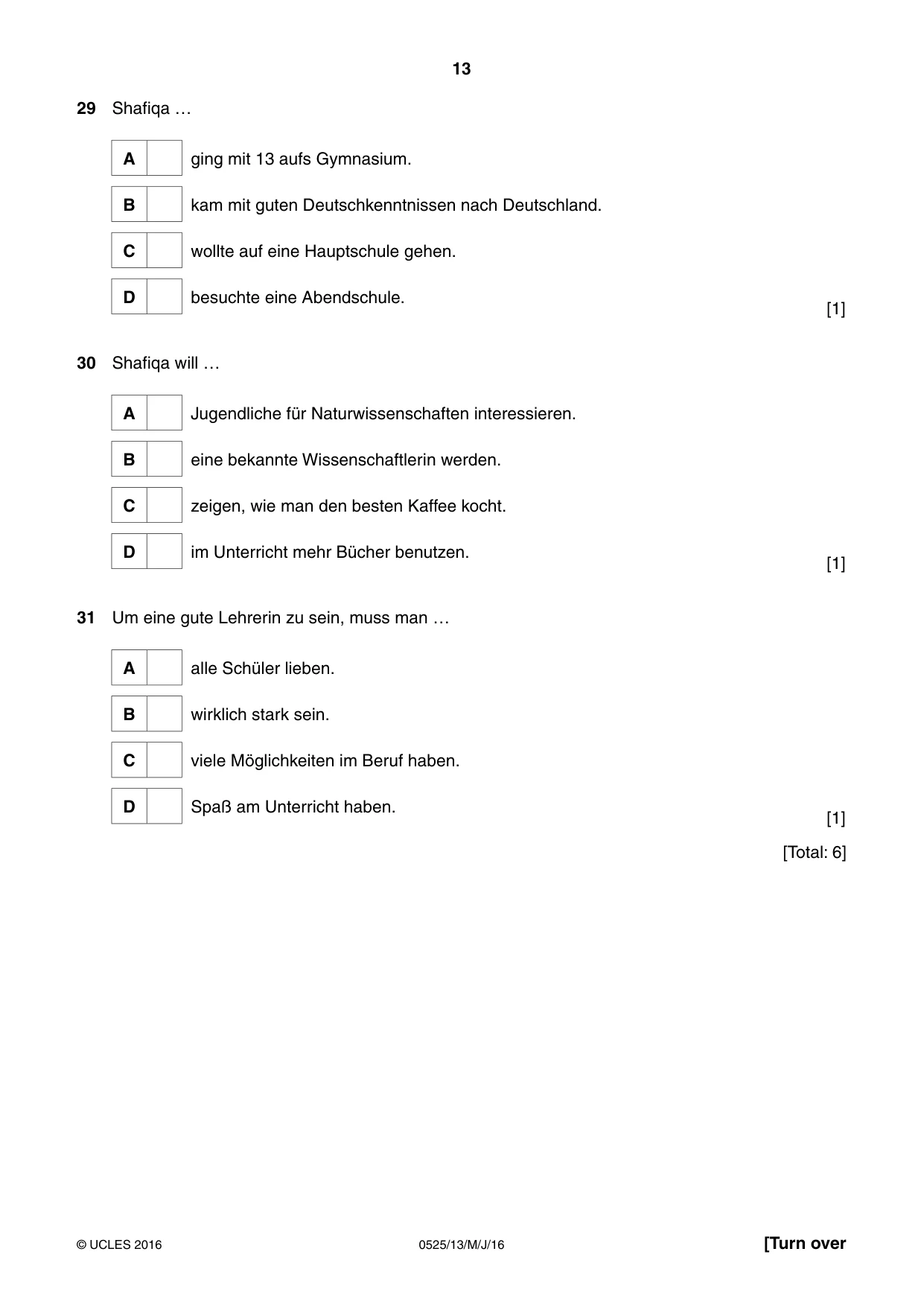 Cambridge IGCSE German - Foreign Language 0525 2016 May/June Paper 1 · Variant 3 question paper, page 13 of 16