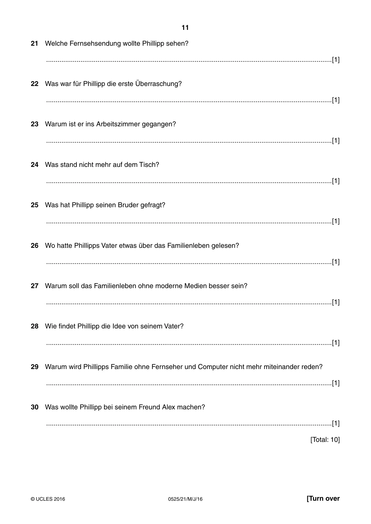 Cambridge IGCSE German - Foreign Language 0525 2016 May/June Paper 2 · Variant 1 question paper, page 11 of 16