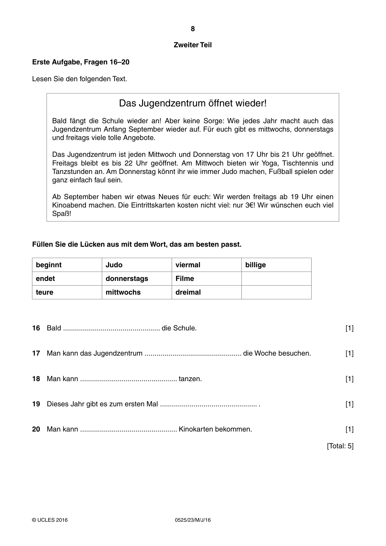 Cambridge IGCSE German - Foreign Language 0525 2016 May/June Paper 2 · Variant 3 question paper, page 8 of 16