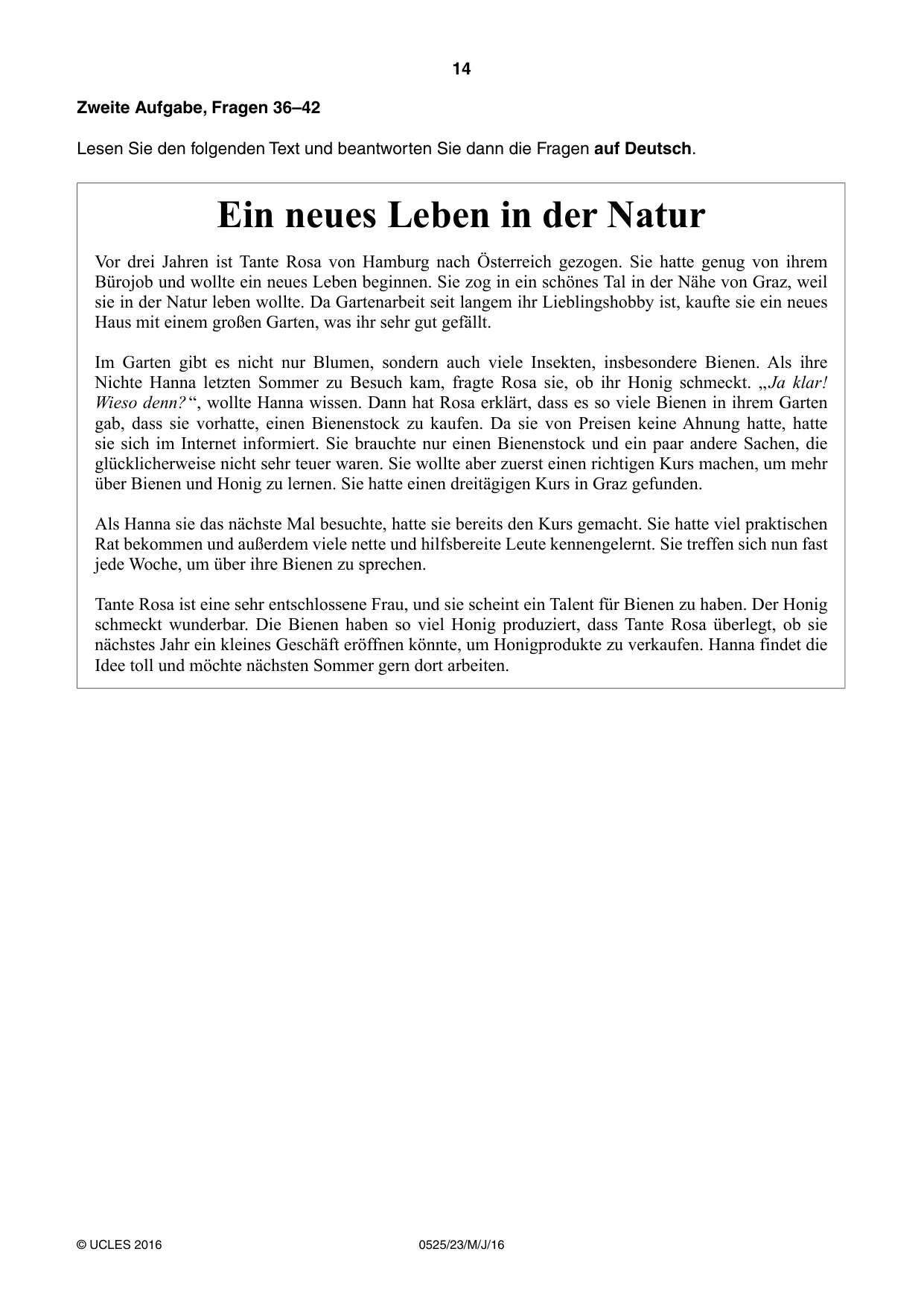 Cambridge IGCSE German - Foreign Language 0525 2016 May/June Paper 2 · Variant 3 question paper, page 14 of 16
