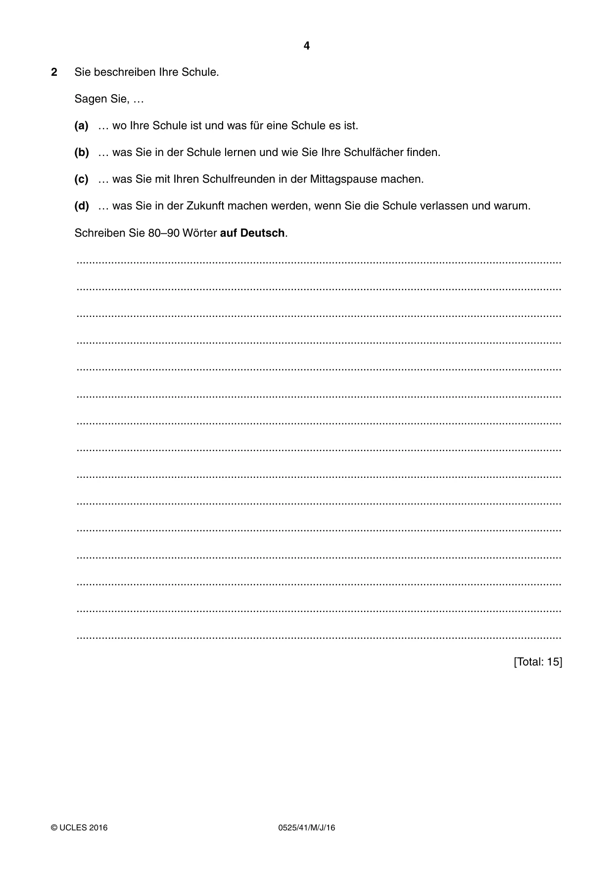 Cambridge IGCSE German - Foreign Language 0525 2016 May/June Paper 4 · Variant 1 question paper, page 4 of 8