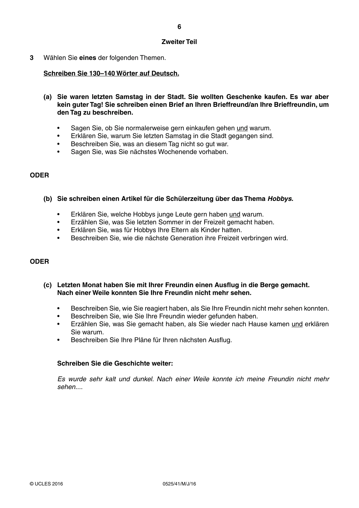 Cambridge IGCSE German - Foreign Language 0525 2016 May/June Paper 4 · Variant 1 question paper, page 6 of 8
