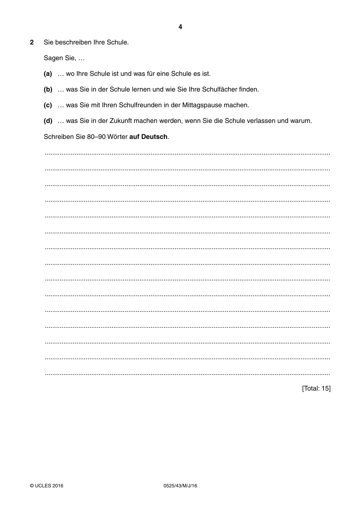 Cambridge IGCSE German - Foreign Language 0525 2016 May/June Paper 4 · Variant 3 question paper, page 4 of 8