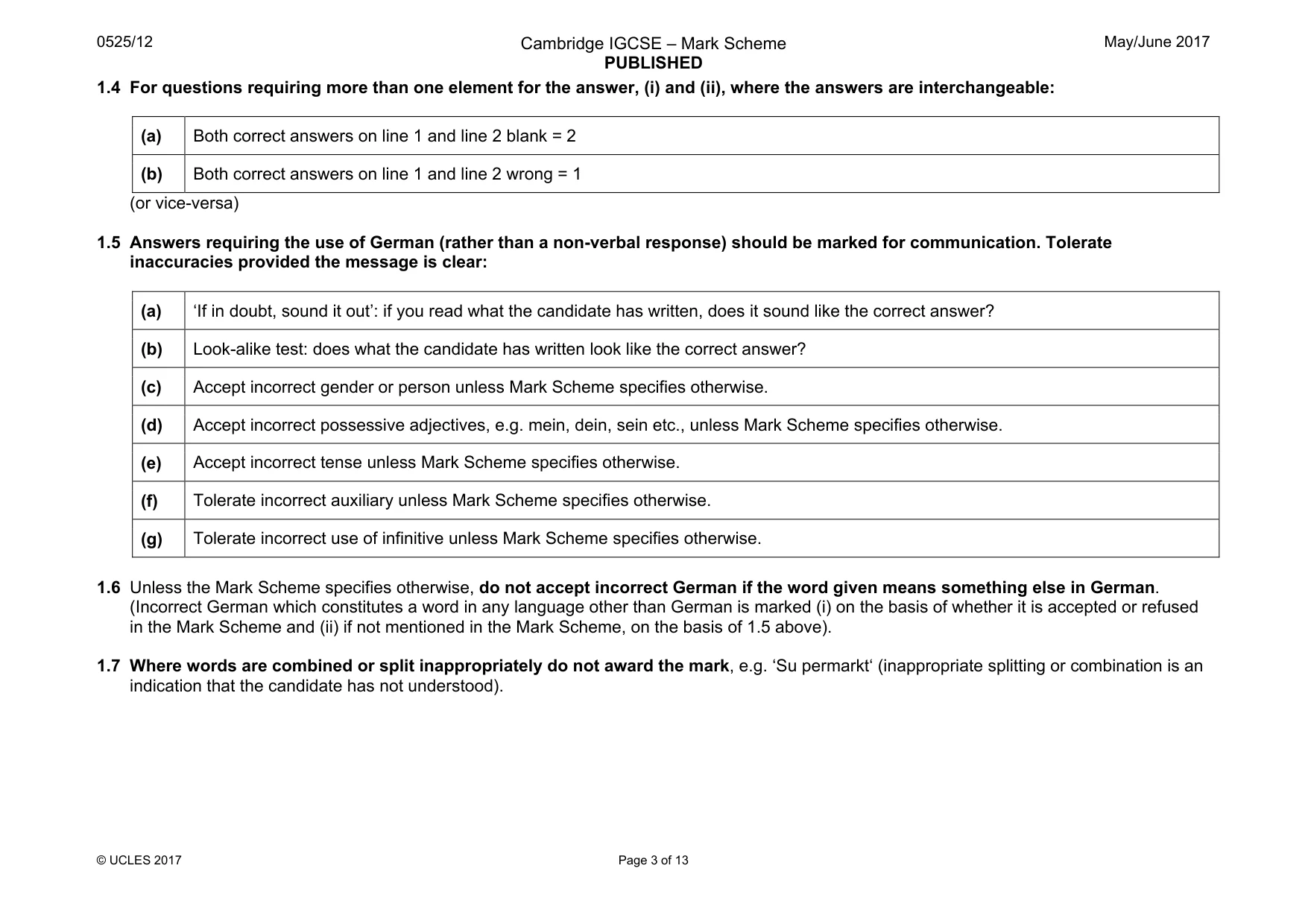 Mark scheme, page 3 of 13