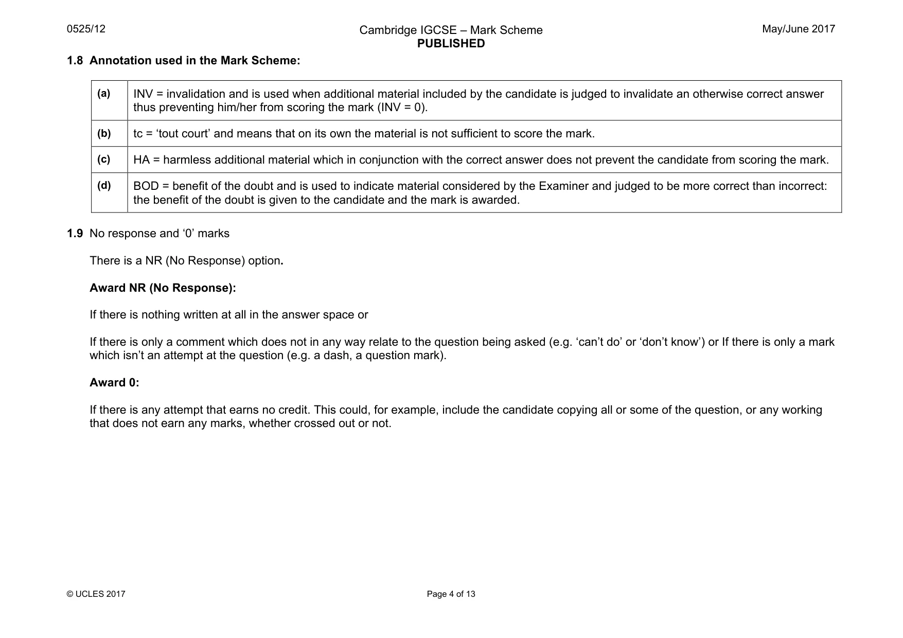 Mark scheme, page 4 of 13