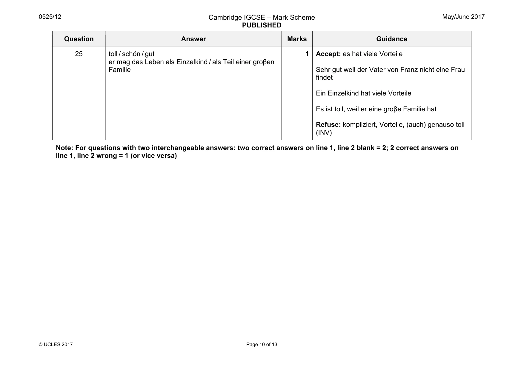 Mark scheme, page 10 of 13