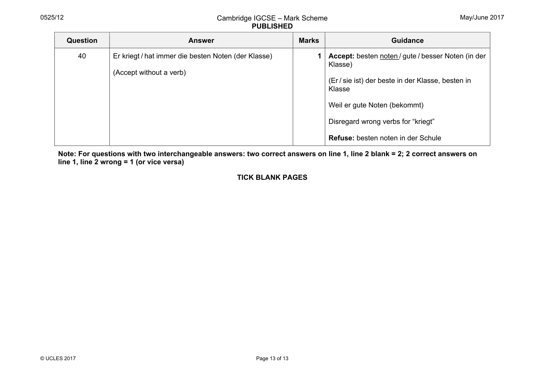 Mark scheme, page 13 of 13