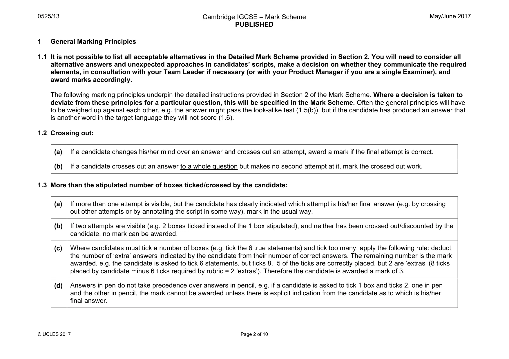 Mark scheme, page 2 of 10