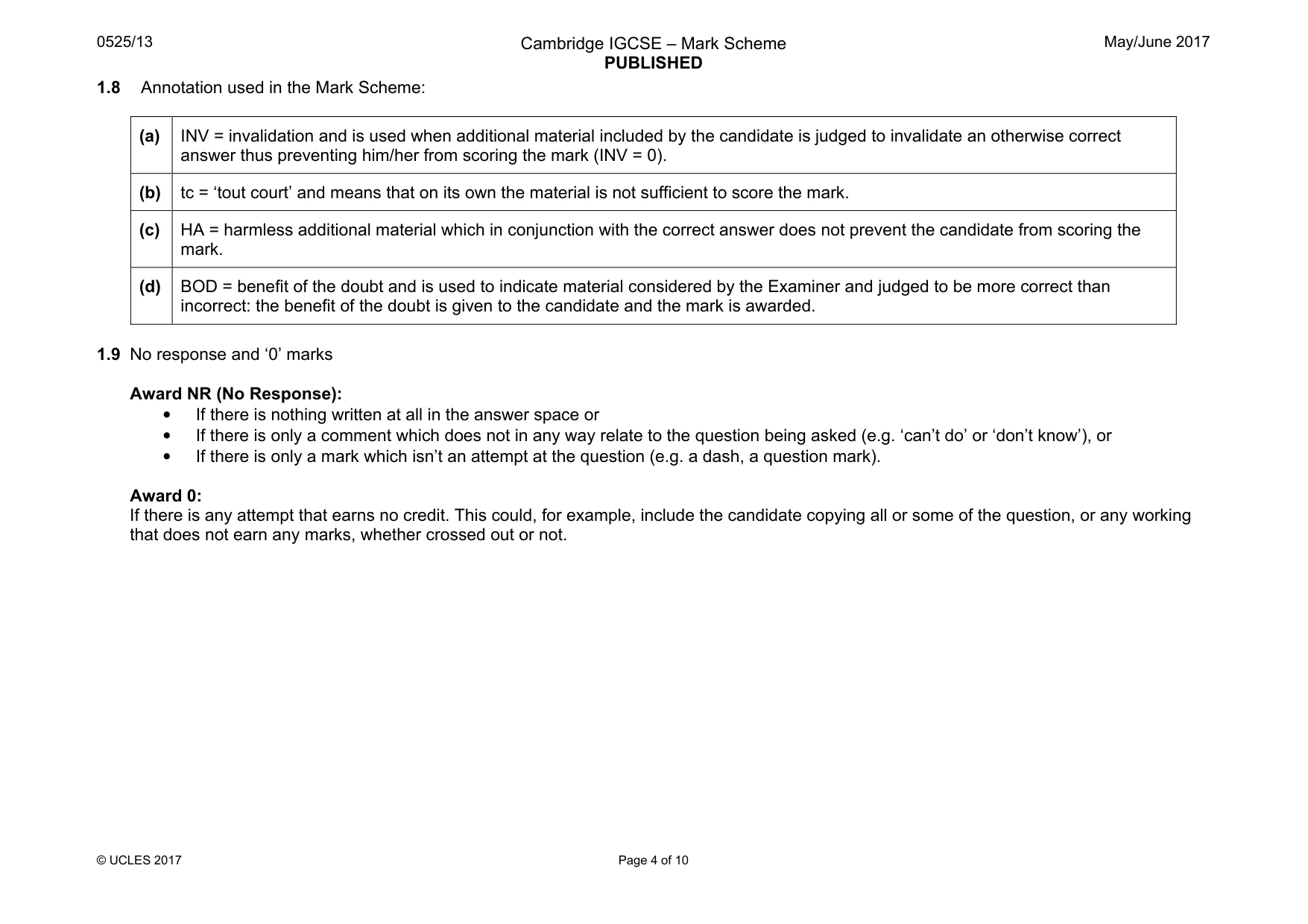 Mark scheme, page 4 of 10
