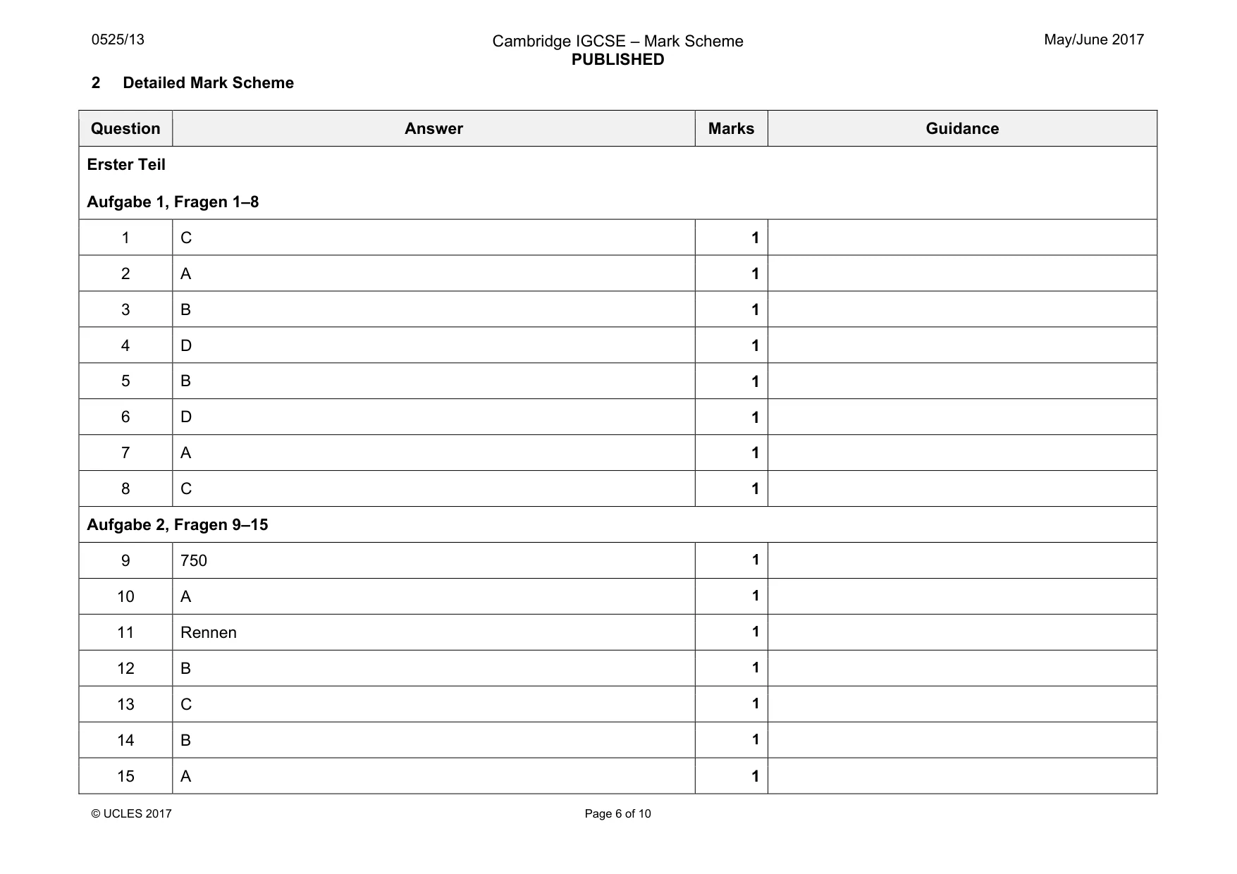 Mark scheme, page 6 of 10