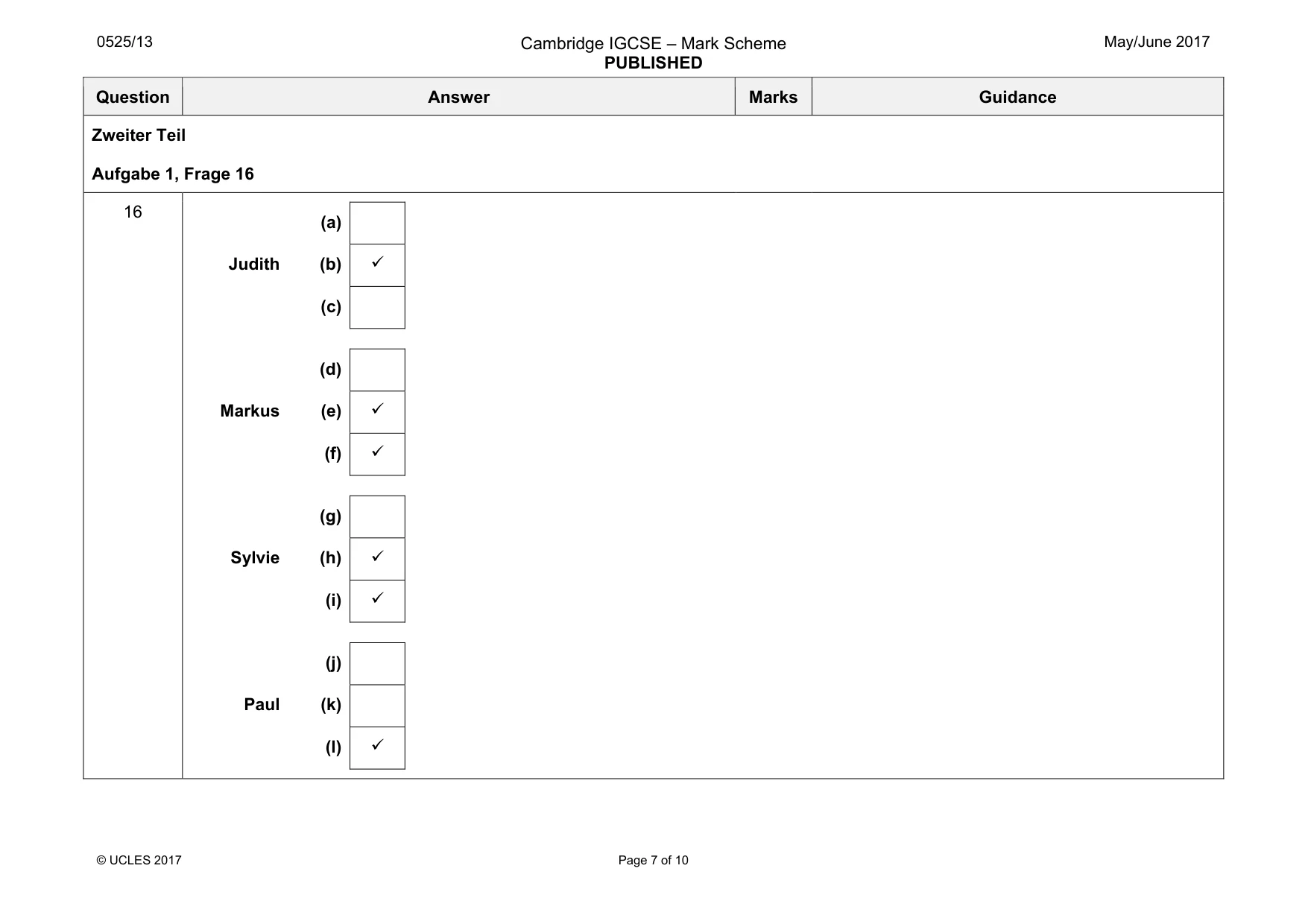Mark scheme, page 7 of 10