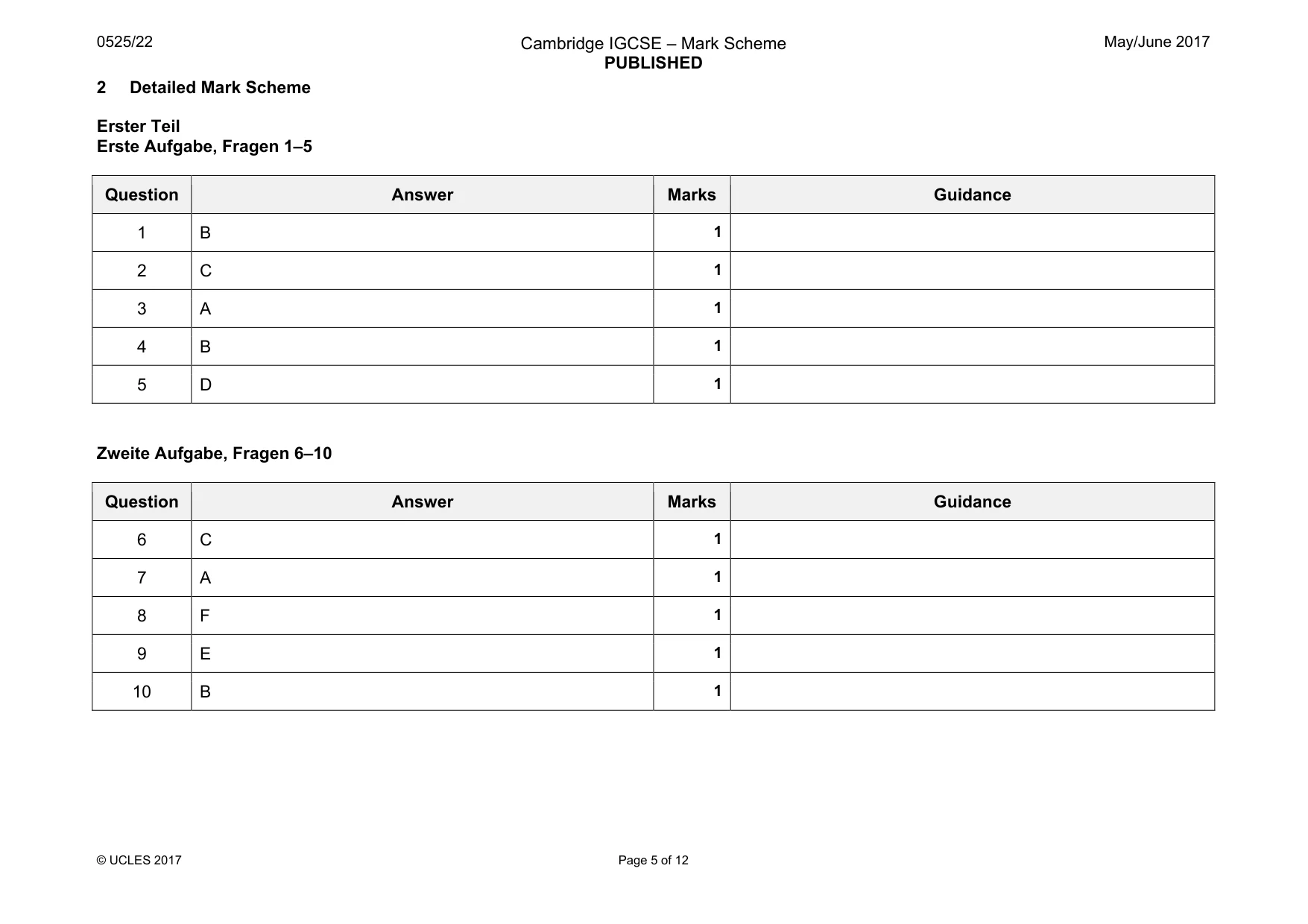 Mark scheme, page 5 of 12