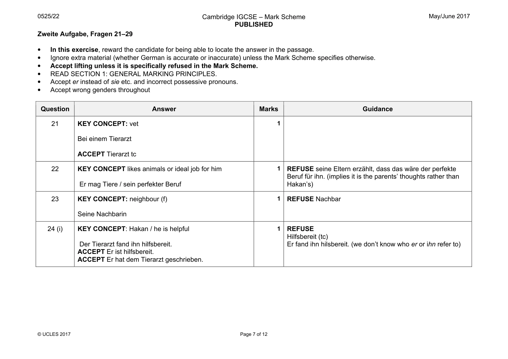 Mark scheme, page 7 of 12