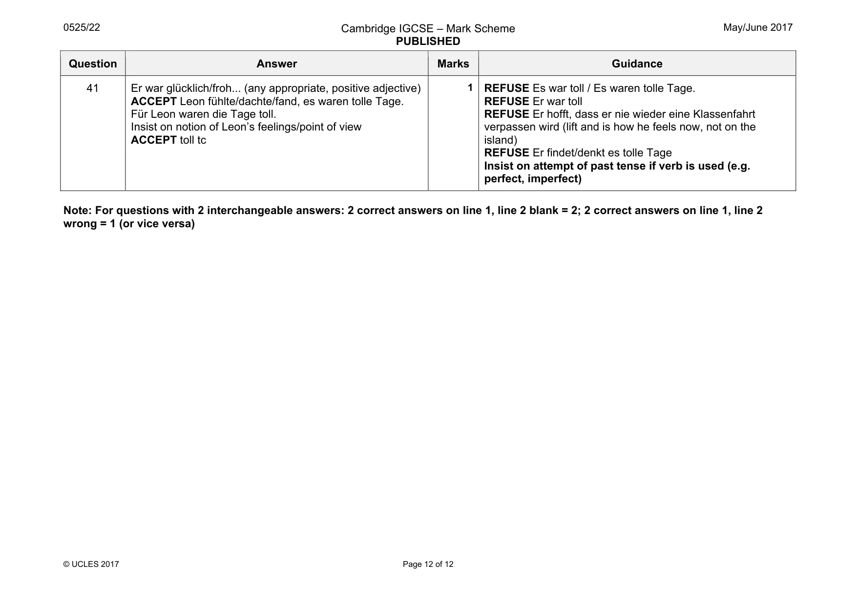 Mark scheme, page 12 of 12
