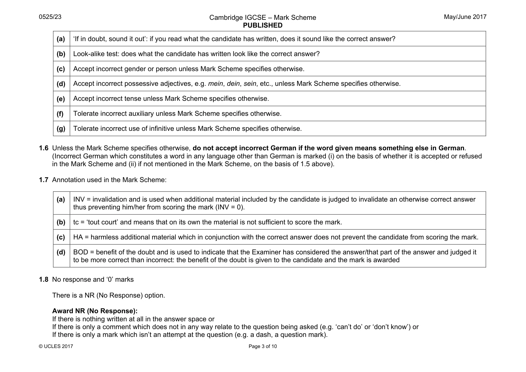 Mark scheme, page 3 of 10