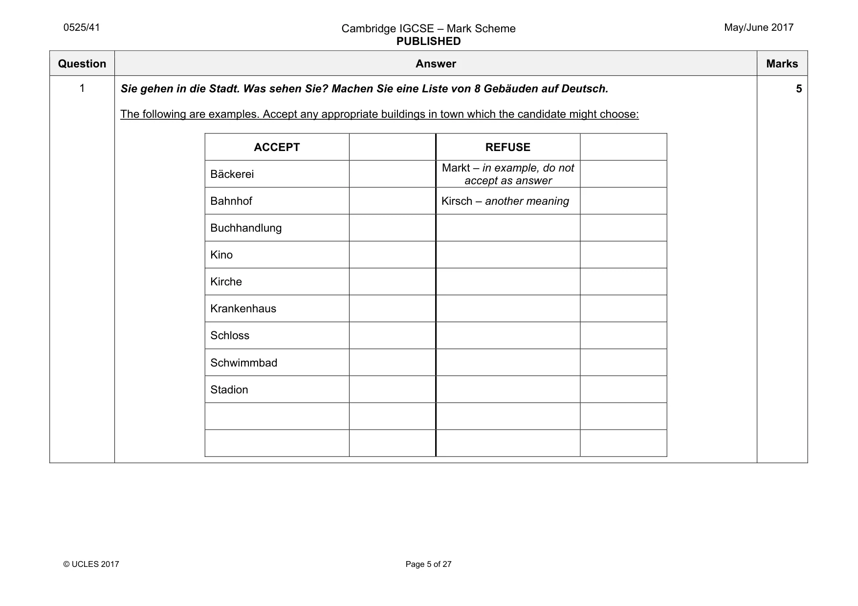 Mark scheme, page 5 of 27