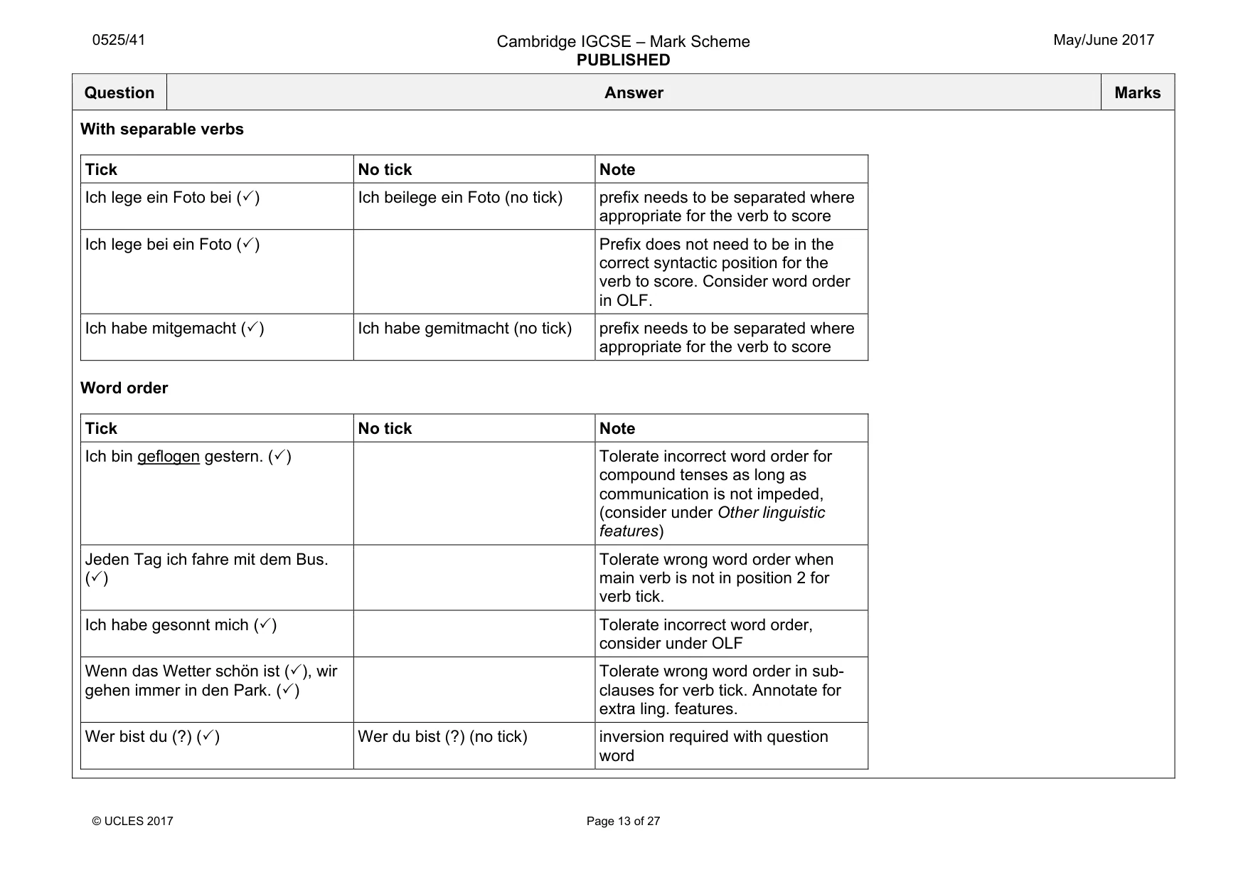 Mark scheme, page 13 of 27