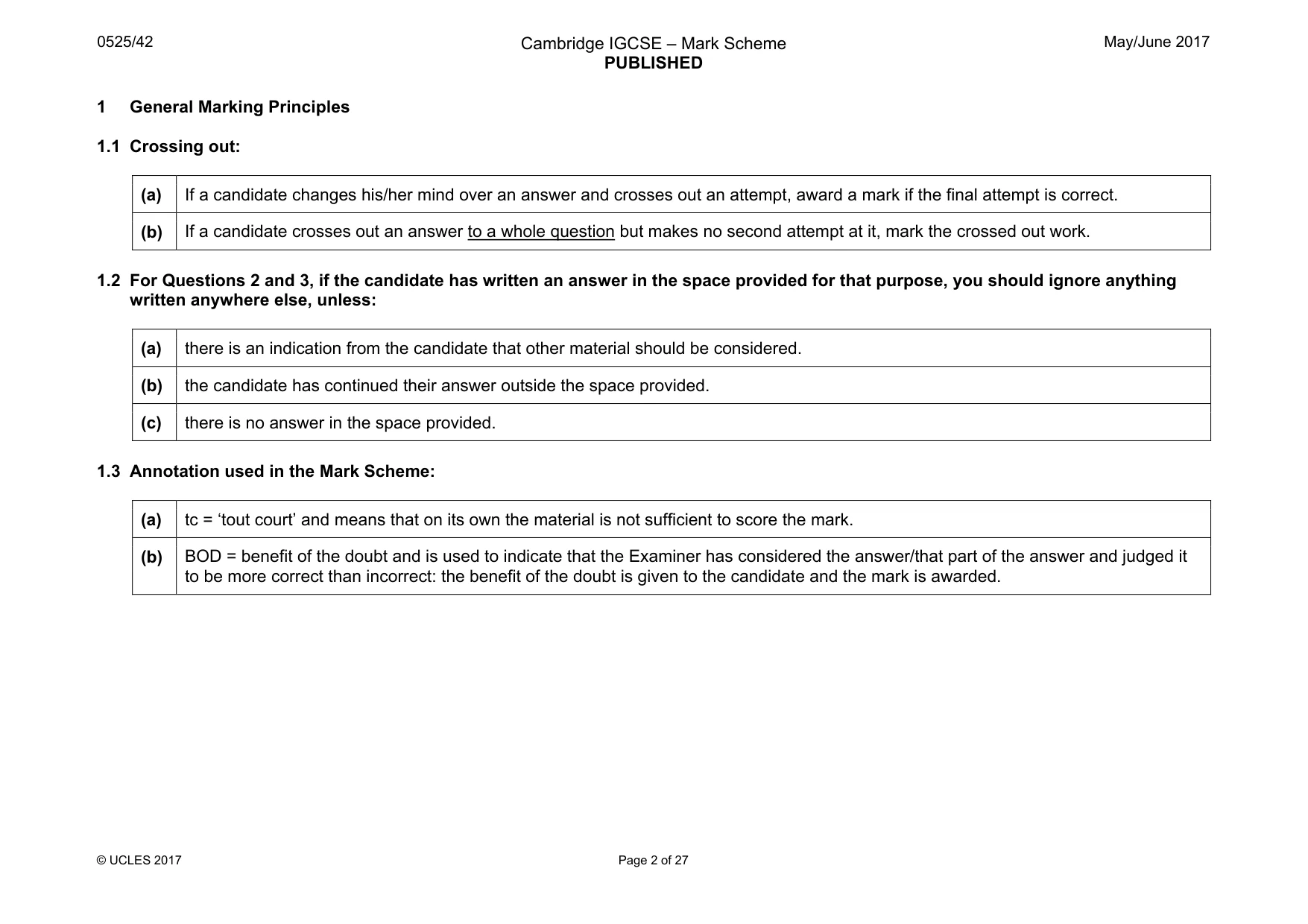 Mark scheme, page 2 of 27