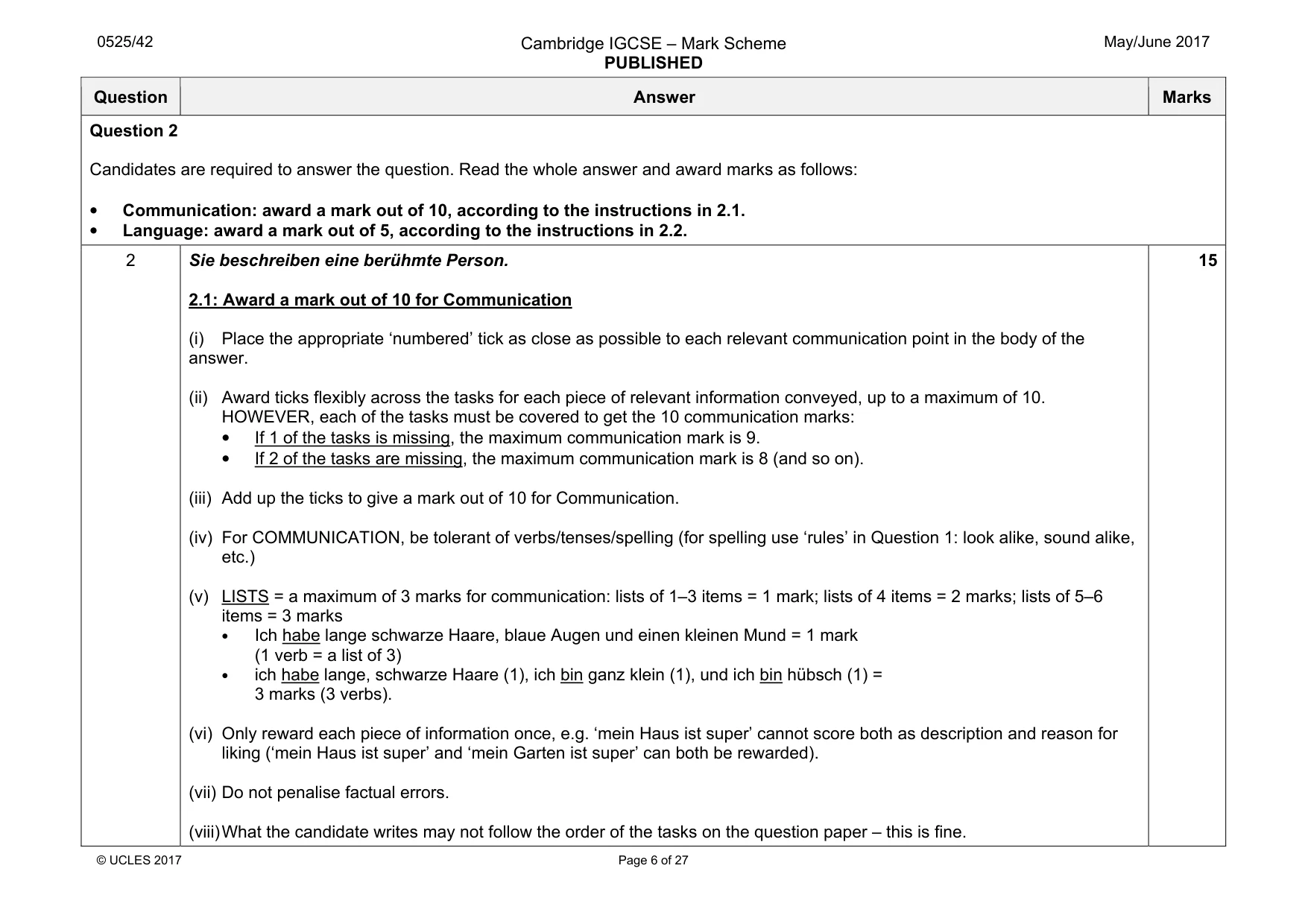 Mark scheme, page 6 of 27