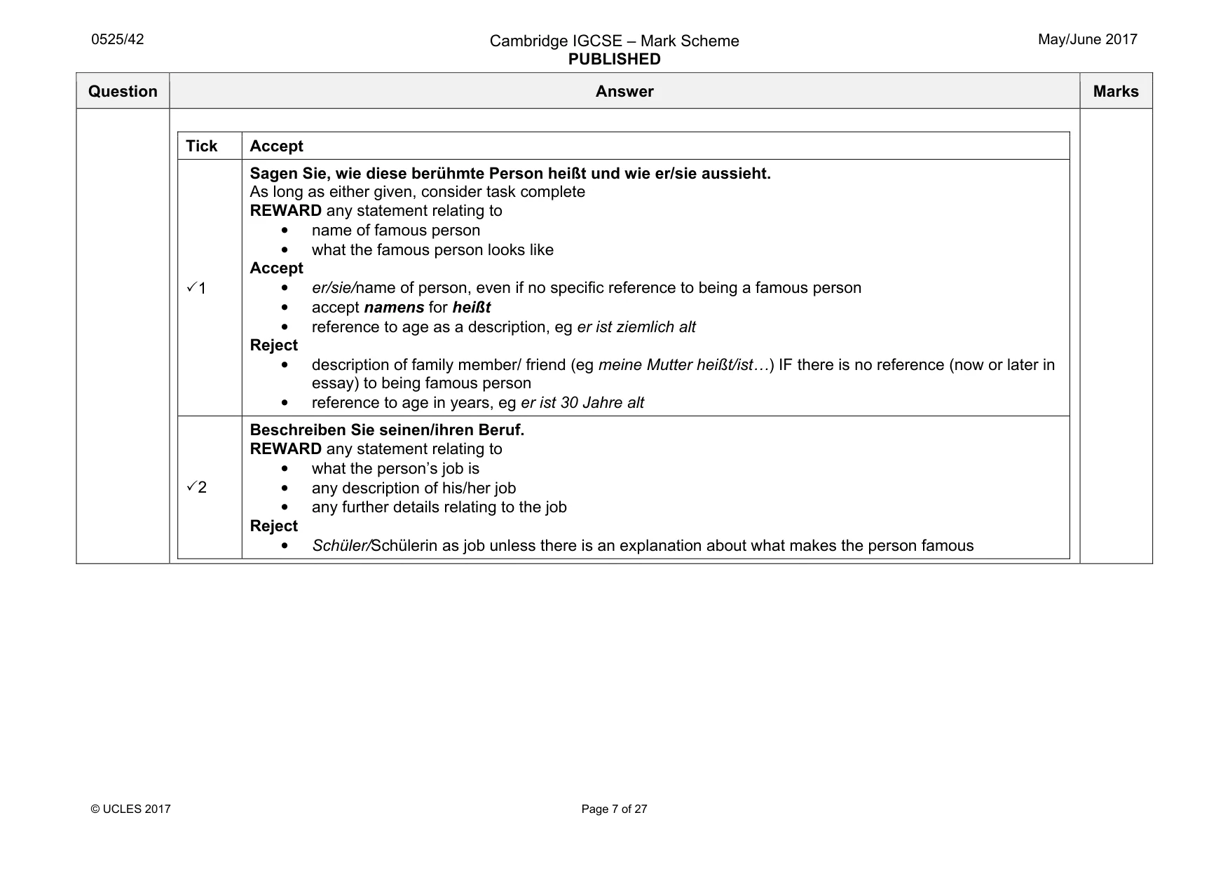 Mark scheme, page 7 of 27