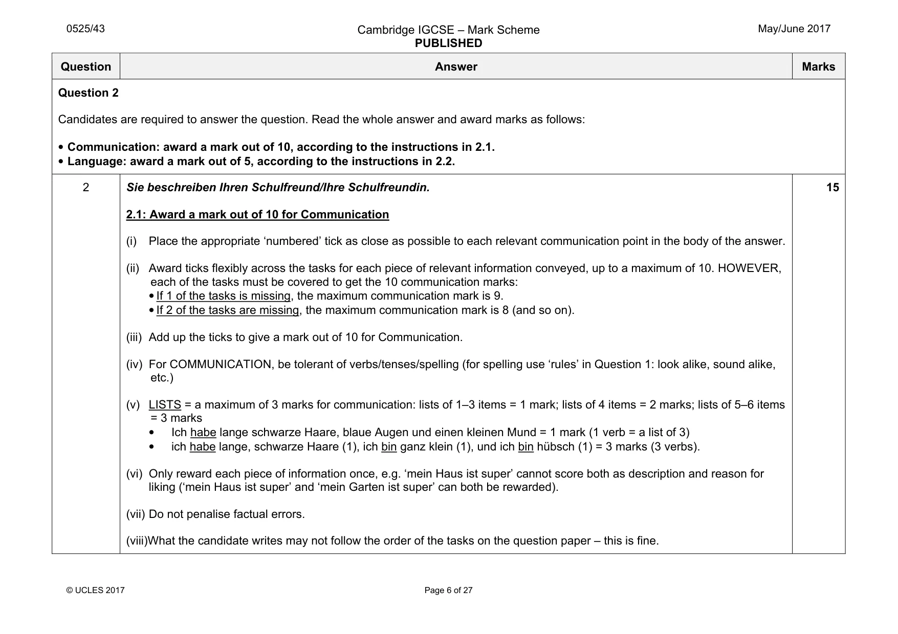 Mark scheme, page 6 of 27