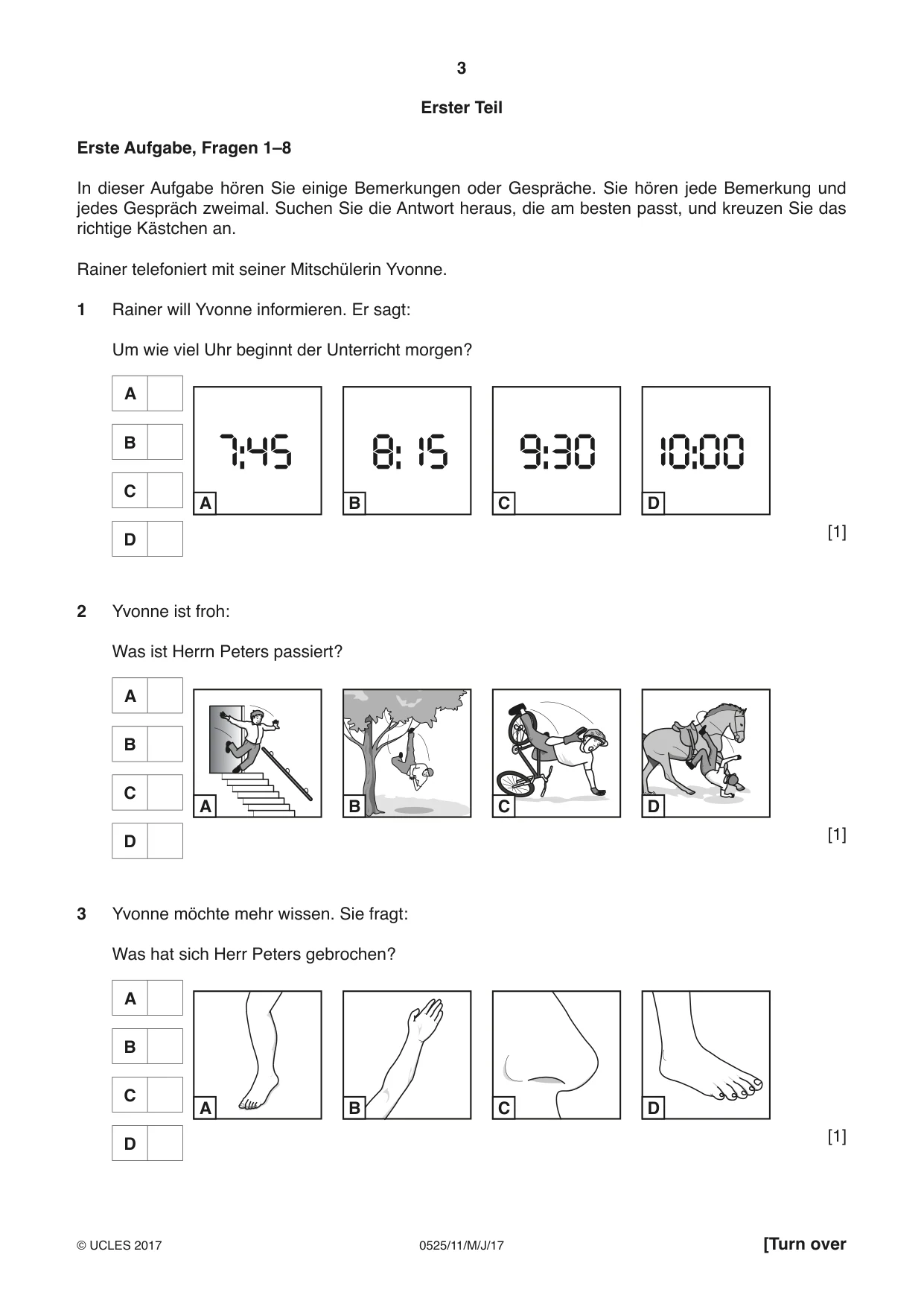 Cambridge IGCSE German - Foreign Language 0525 2017 May/June Paper 1 · Variant 1 question paper, page 3 of 16